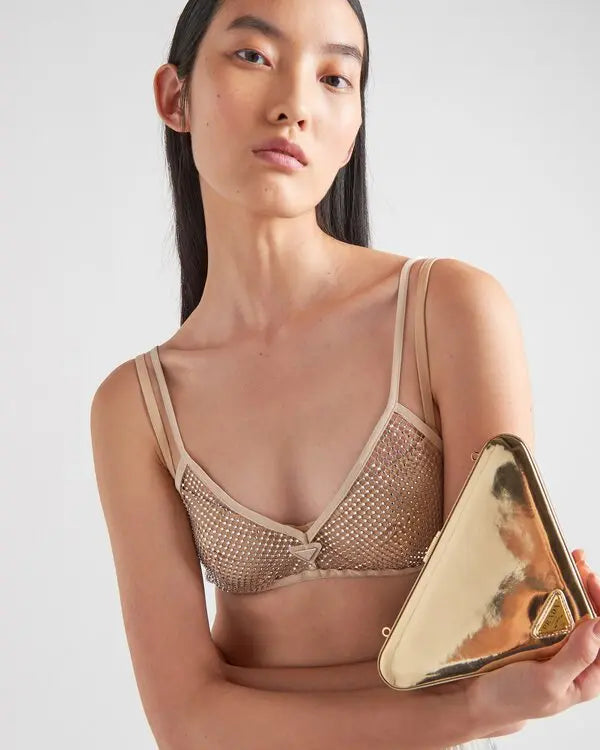 Rare Prada Milano Mesh Rhinestone Crystal Bra Top