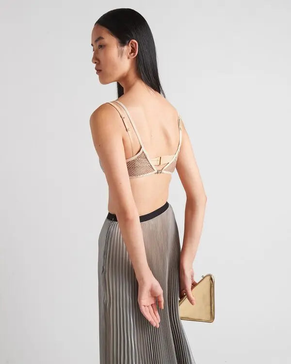 Rare Prada Milano Mesh Rhinestone Crystal Bra Top