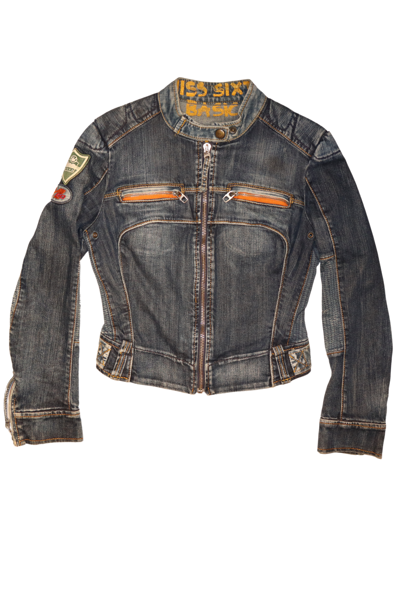 Miss Sixty Denim Zipper Crop Moto Jacket