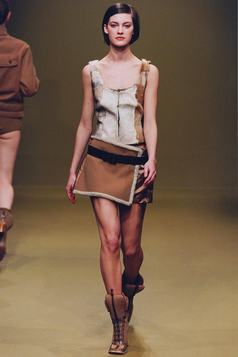Archive MIU MIU RUNWAY FW 1999 Silk and Faux Fur Wrap Skirt