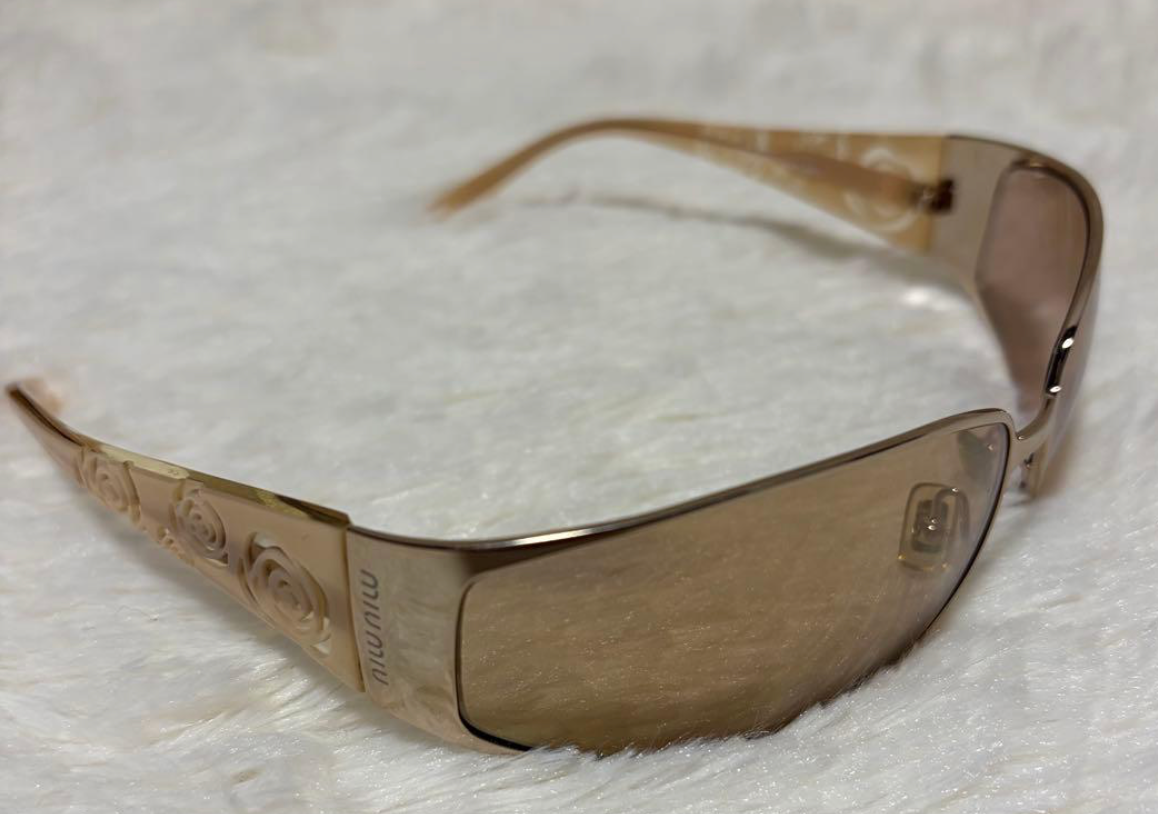 MIU MIU 2000's Gold Rose Detail Sunglasses