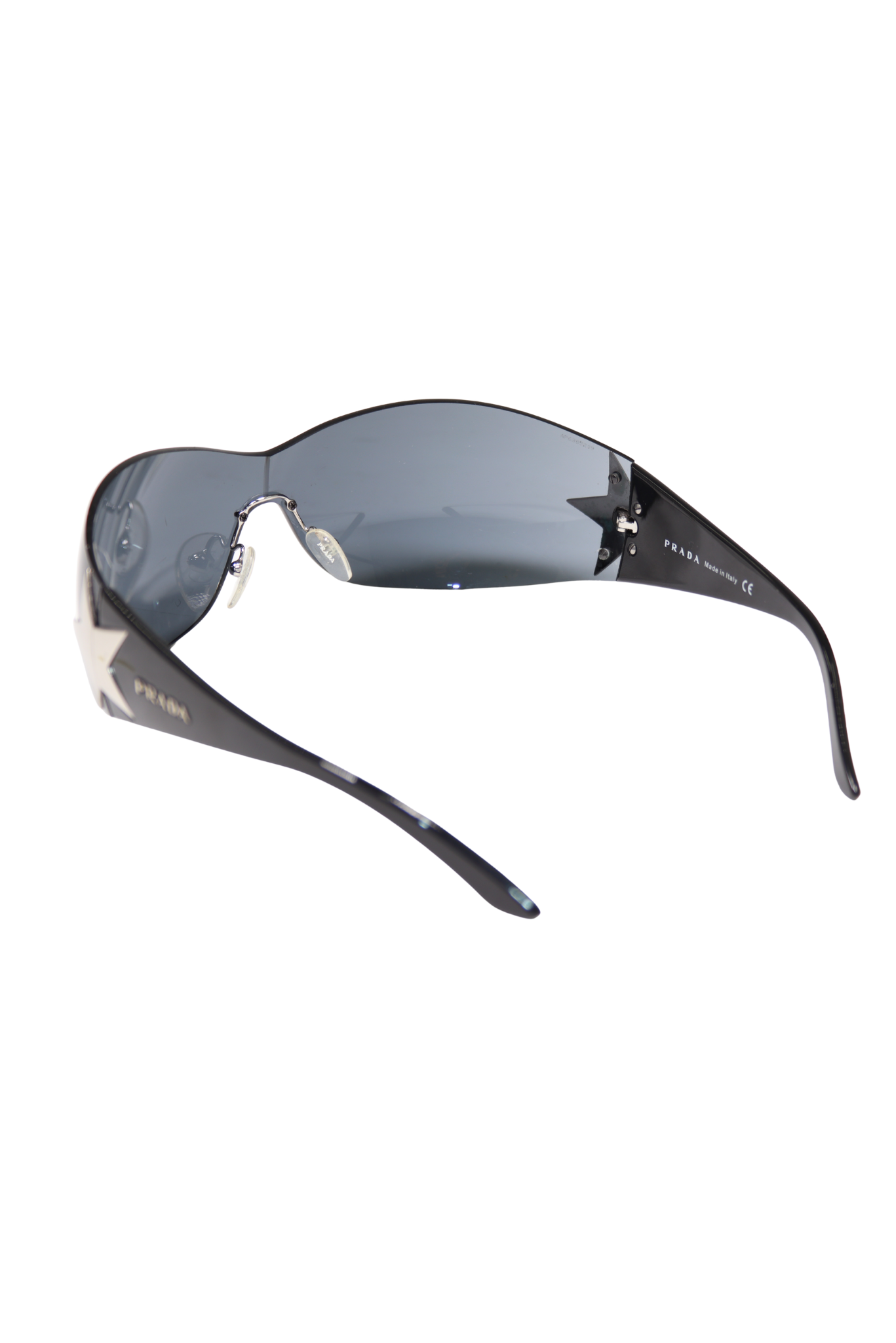 Vintage Prada Black Sunglasses with Chrome Star Accent