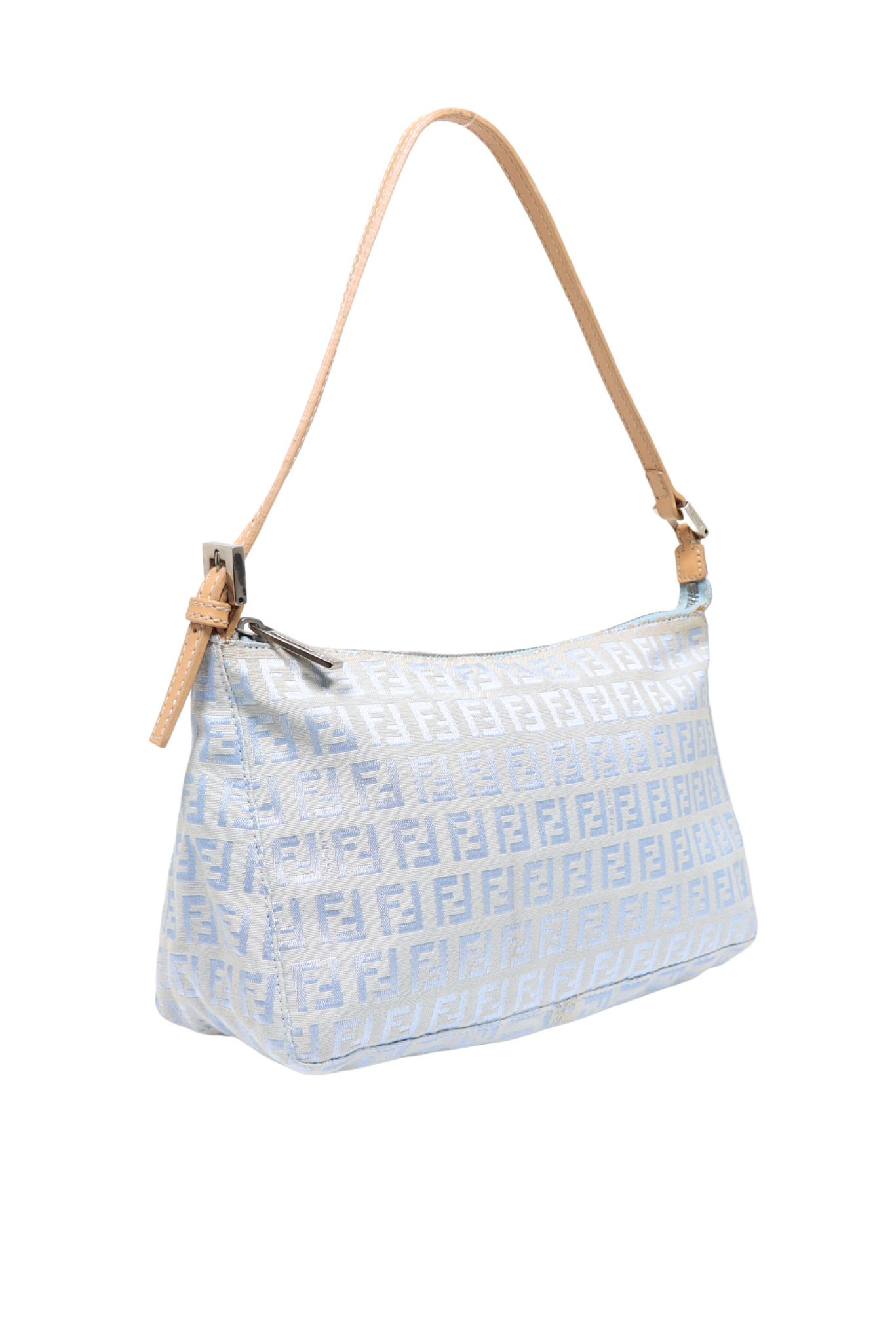 Rare Light Blue FENDI Zucca Mamma Shoulder Bag