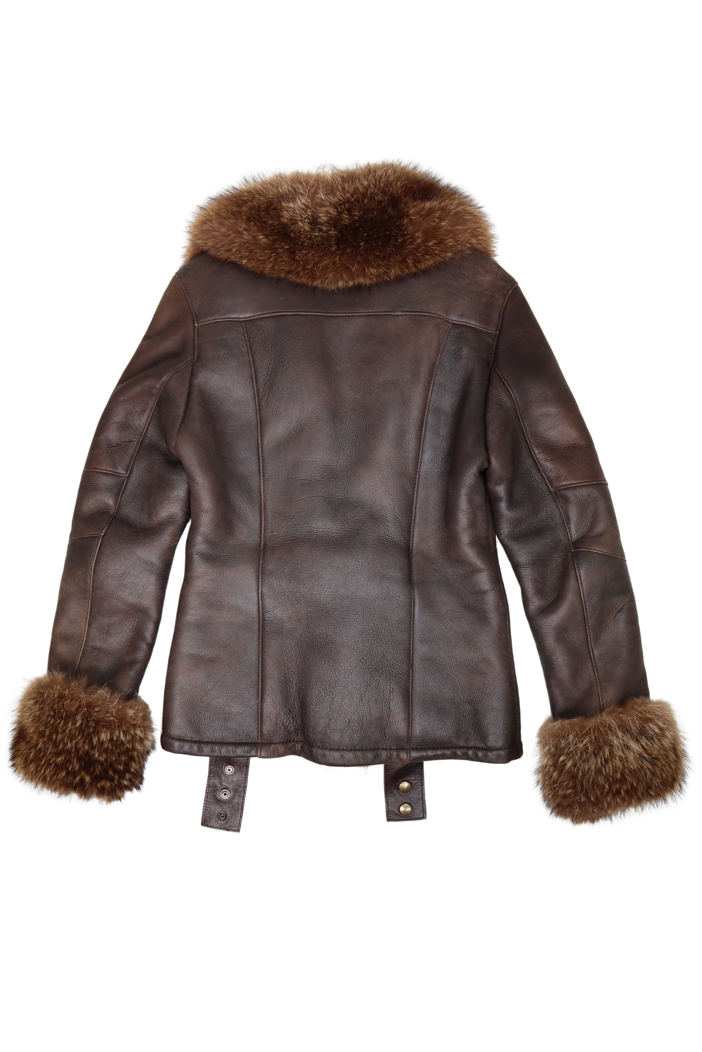 Vintage Ventcouvert Dark Brown Leather Jacket With Real Fur Trim