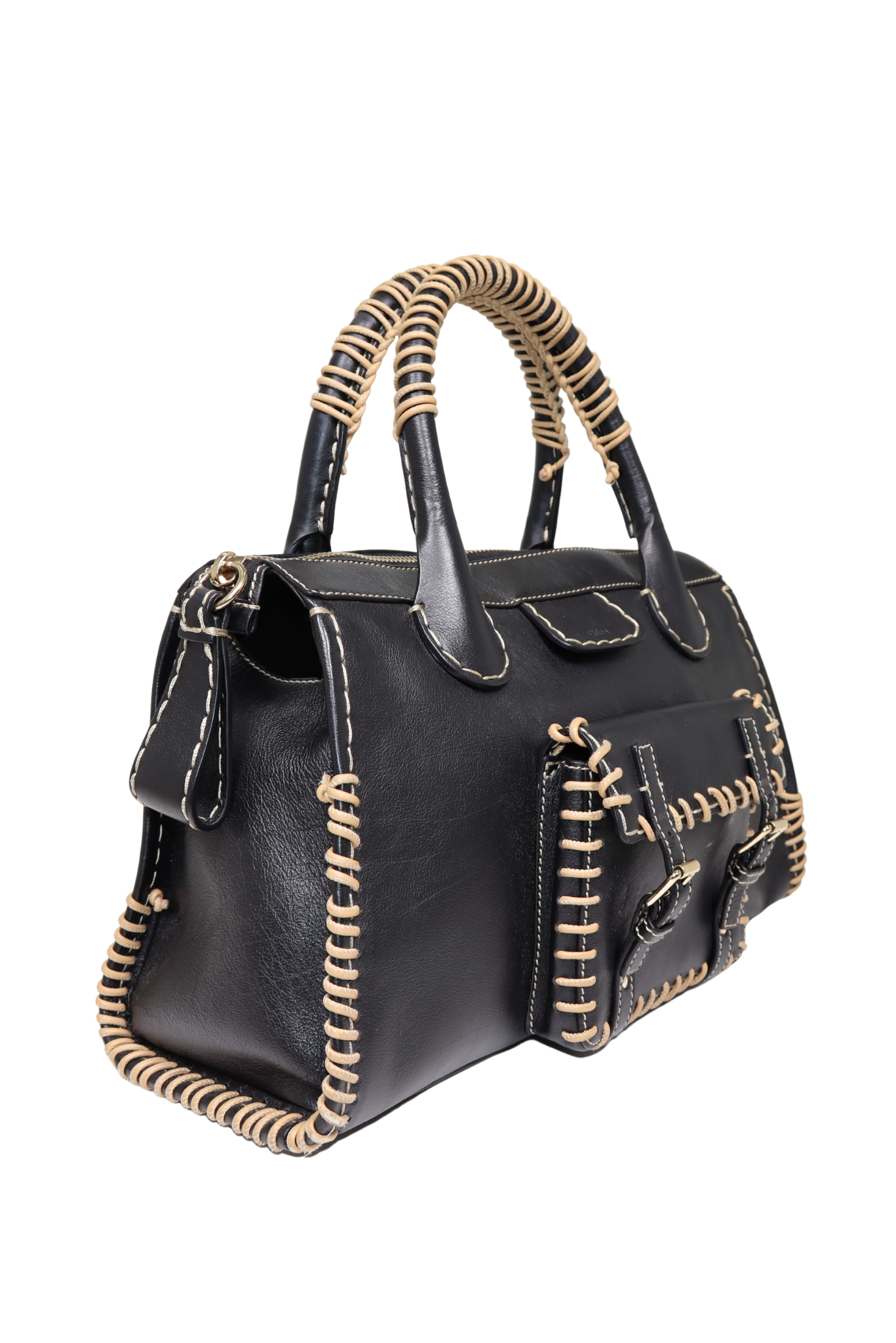 Chloé Edith Whipstitched Medium Leather Tote with Single Shoulder Strap