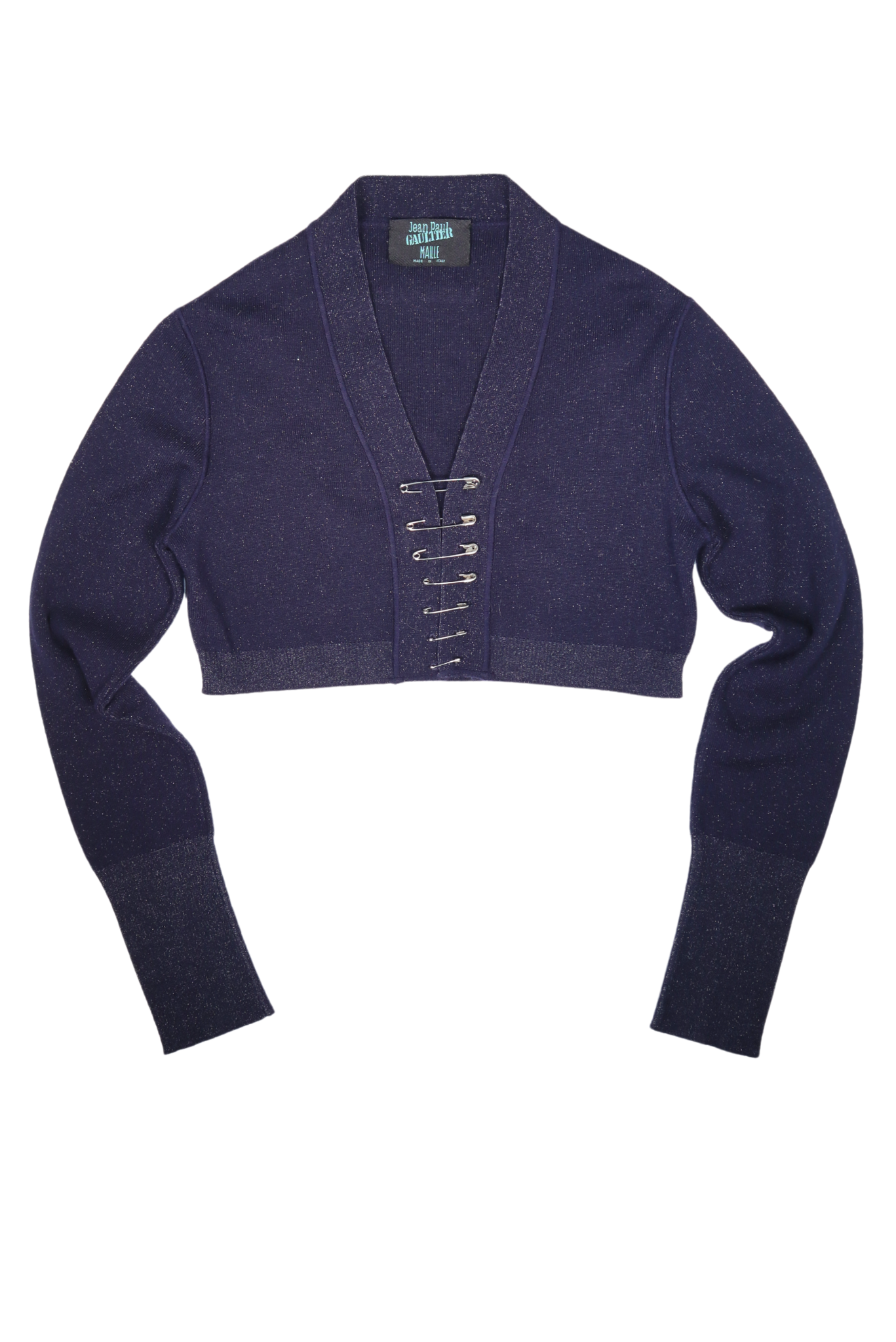 Rare Jean Paul Gaultier Maille Cropped Safety Pin Sweater Rare Jean Paul Gaultier Maille Cropped Safety Pin Sweater