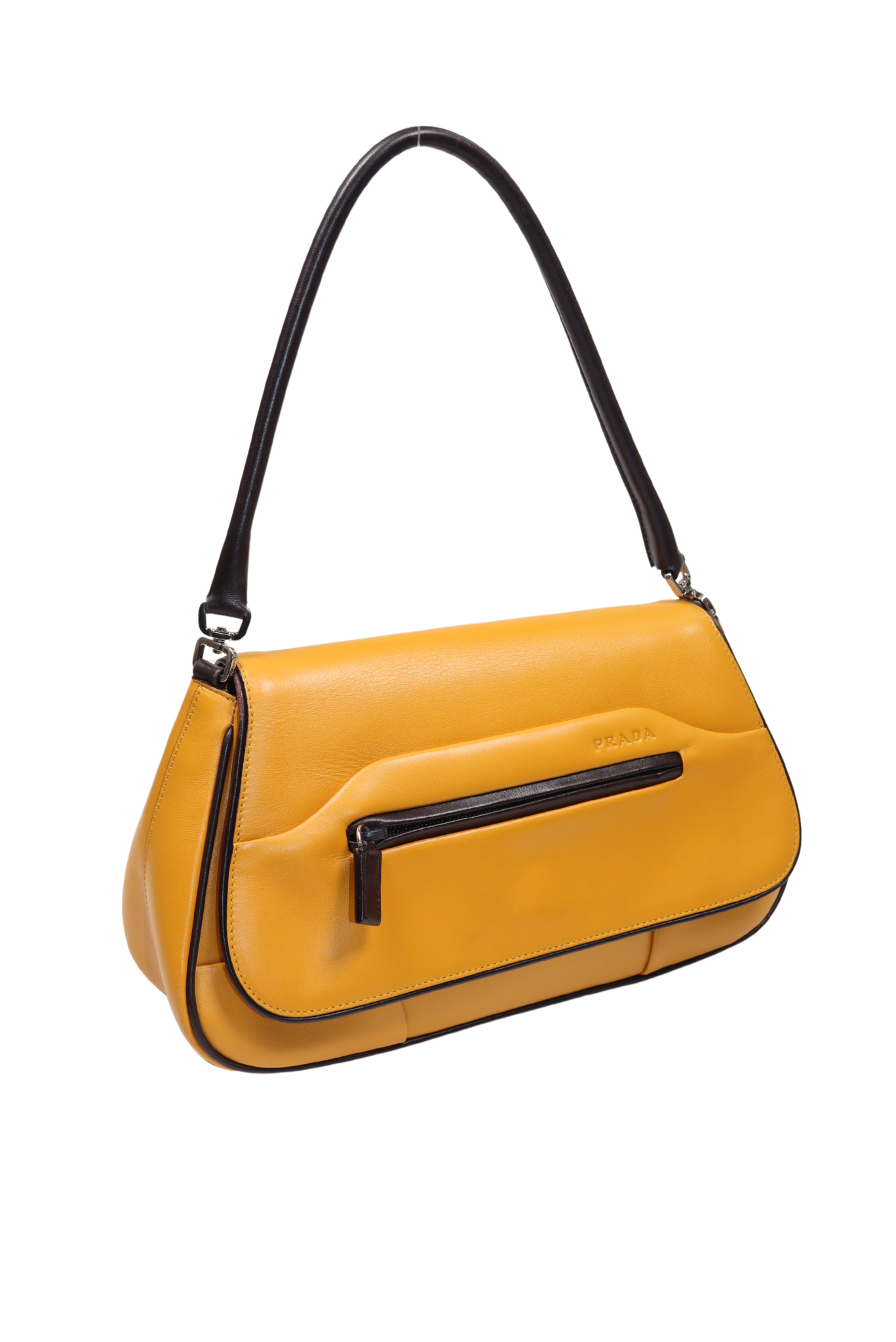 Prada FW2000 Mustard Yellow Leather Shoulder Bag