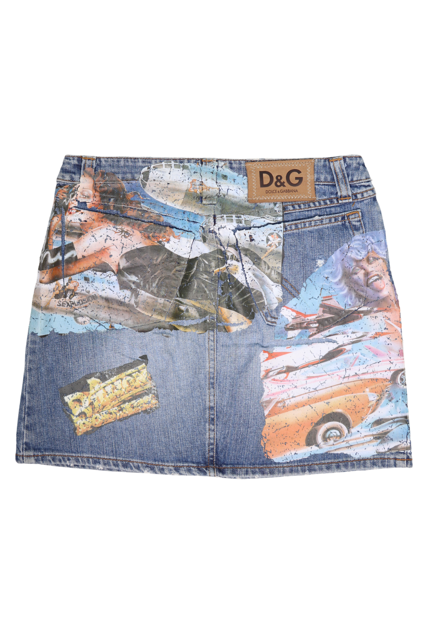 Vintage D&G Stardust Printed Denim Mini Skirt