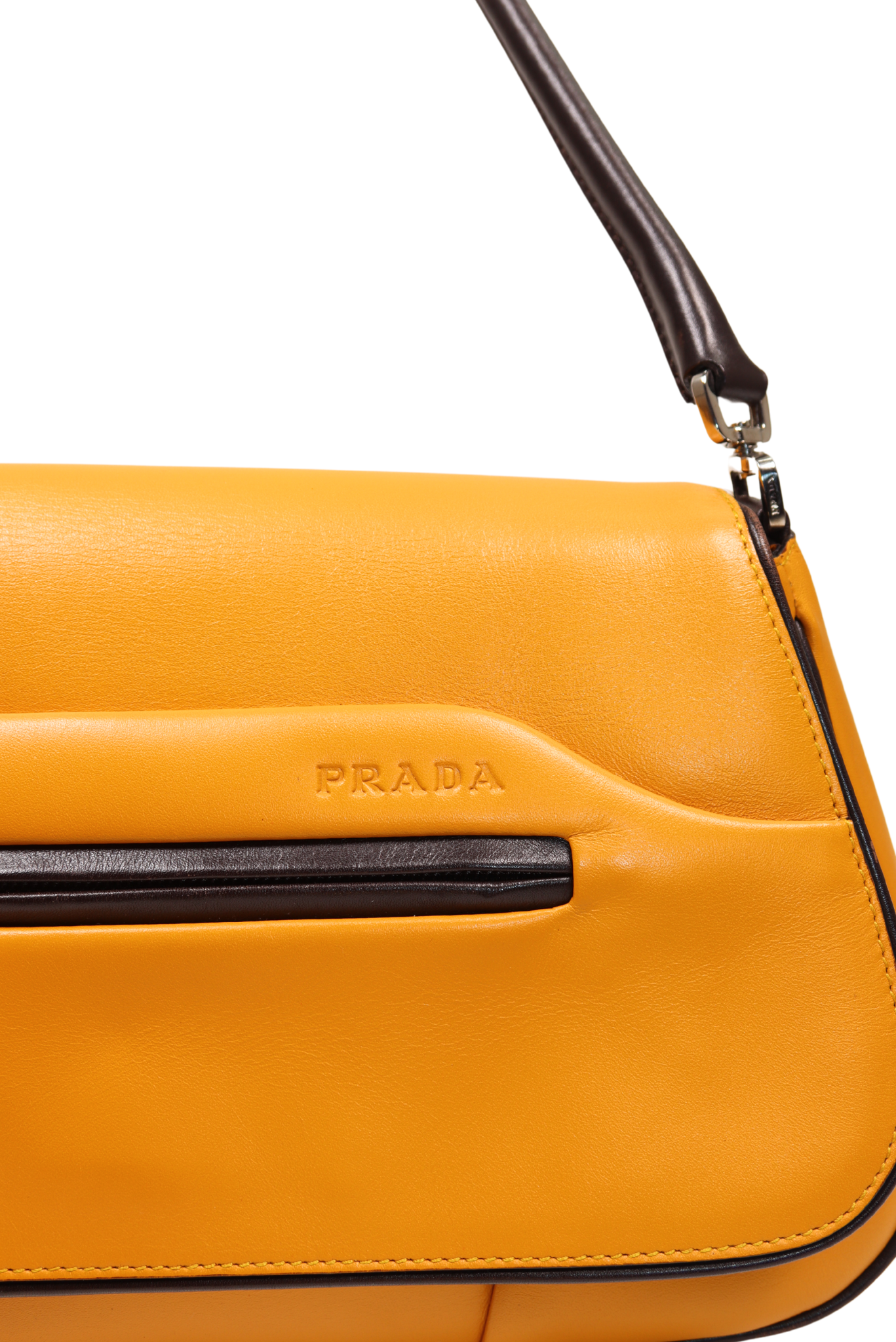 Prada FW2000 Mustard Yellow Leather Shoulder Bag