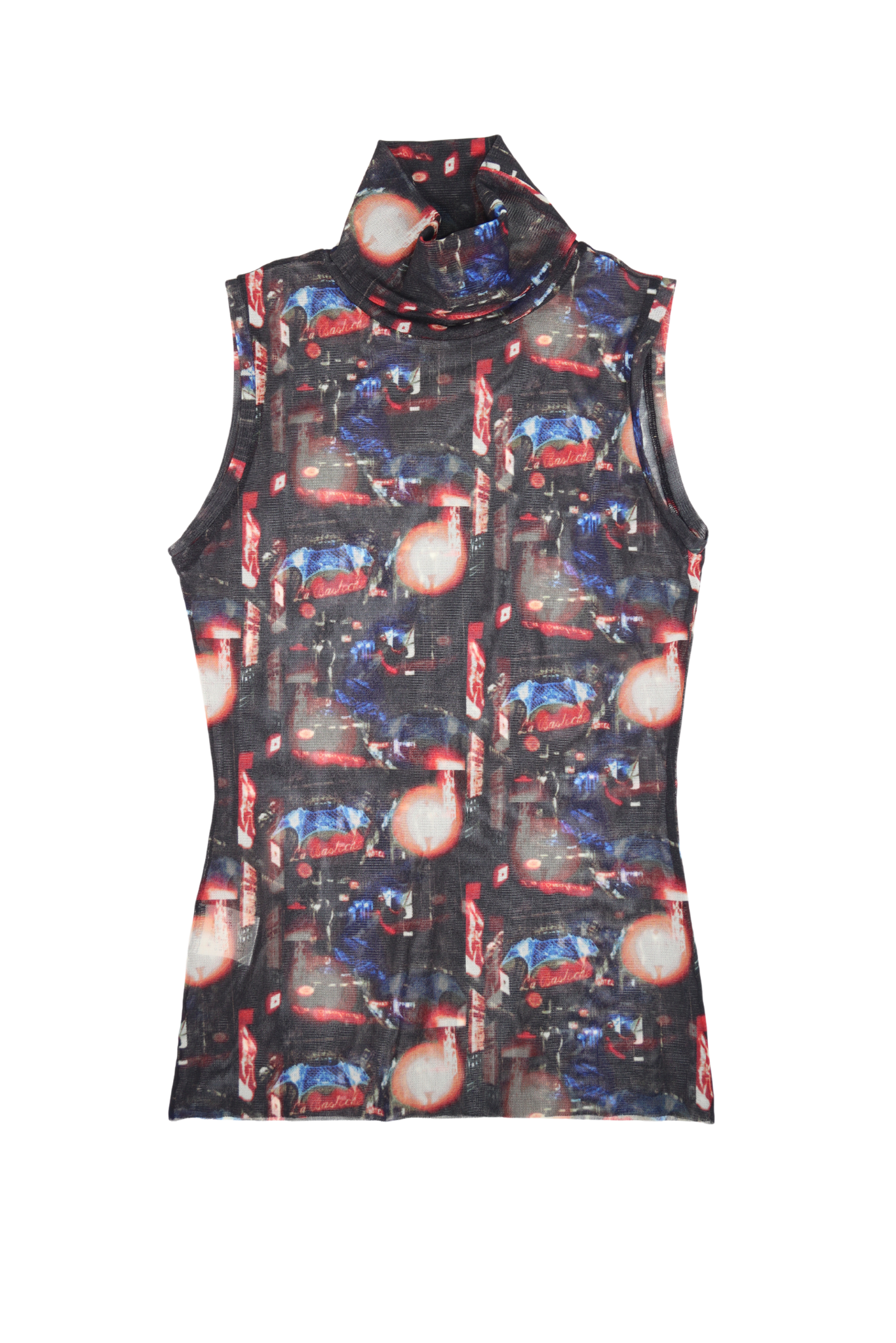 Vintage Jean Paul Gaultier City Lights Mesh Turtleneck Tank