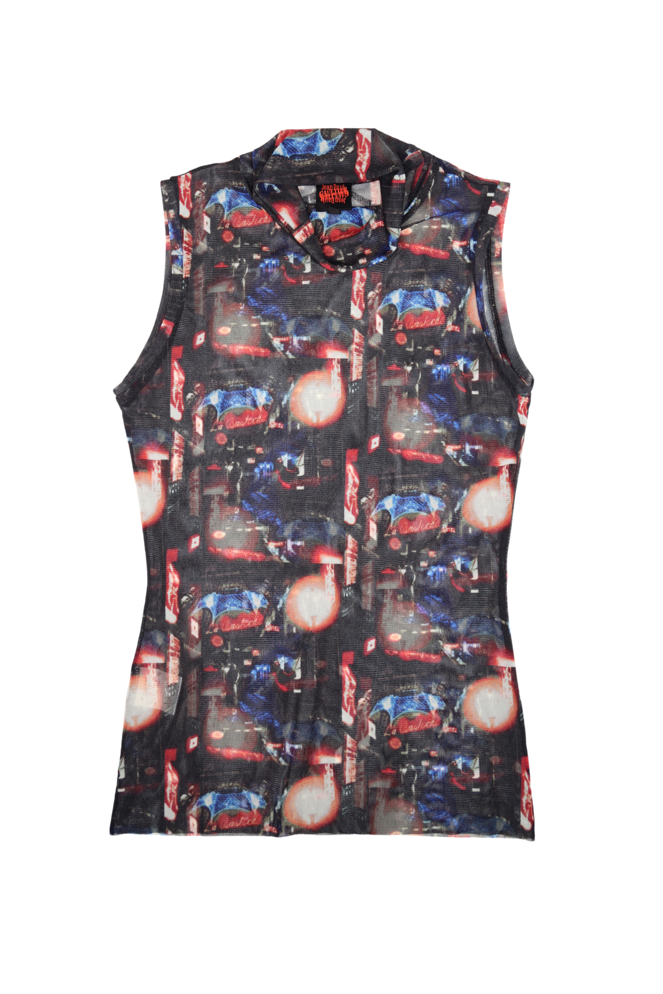 Vintage Jean Paul Gaultier City Lights Mesh Turtleneck Tank