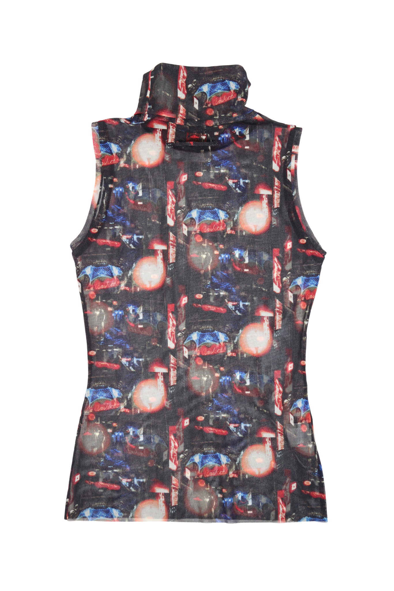 Vintage Jean Paul Gaultier City Lights Mesh Turtleneck Tank
