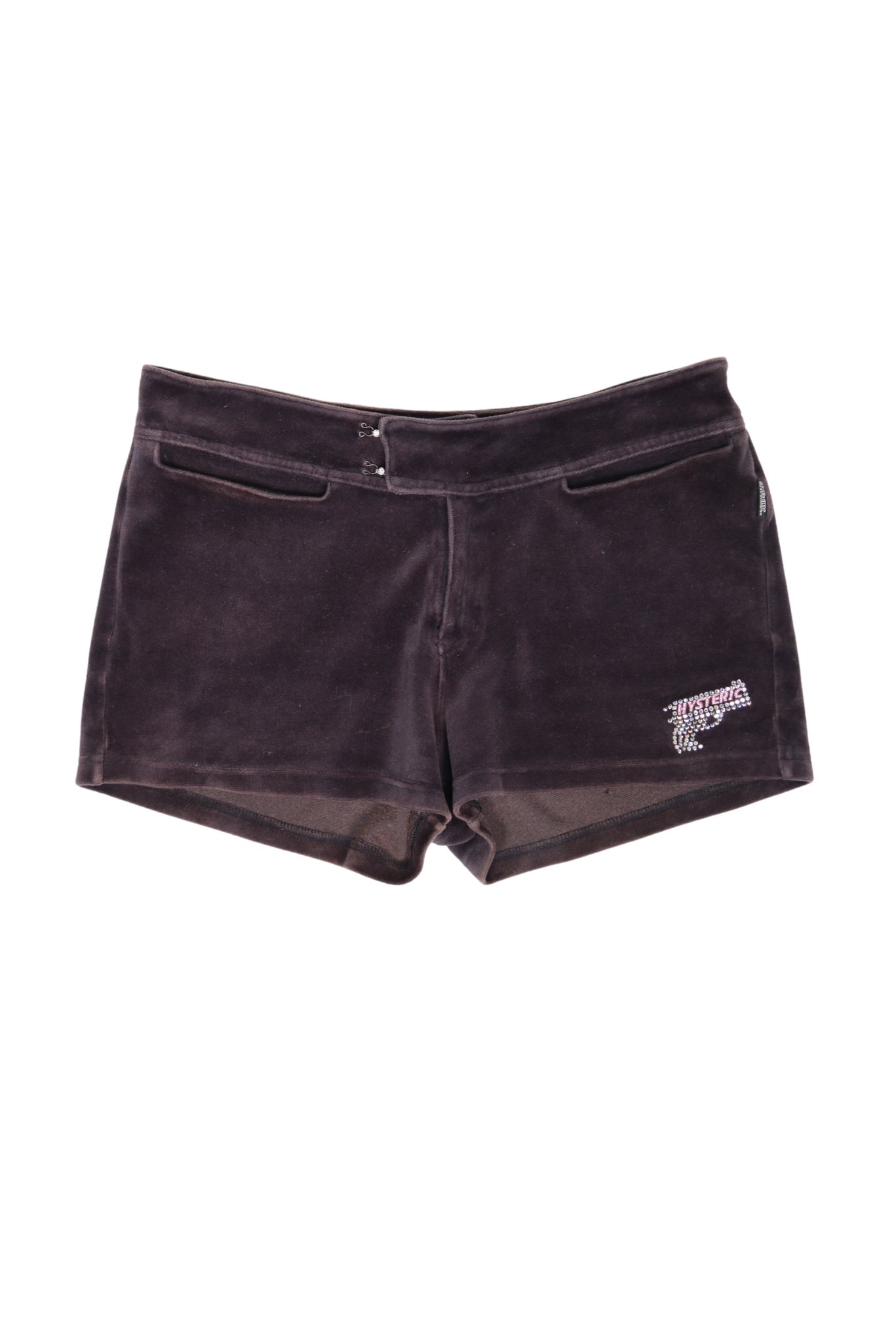 Hysteric Glamour Velour 1990s Rhinestone Logo Mirco Shorts