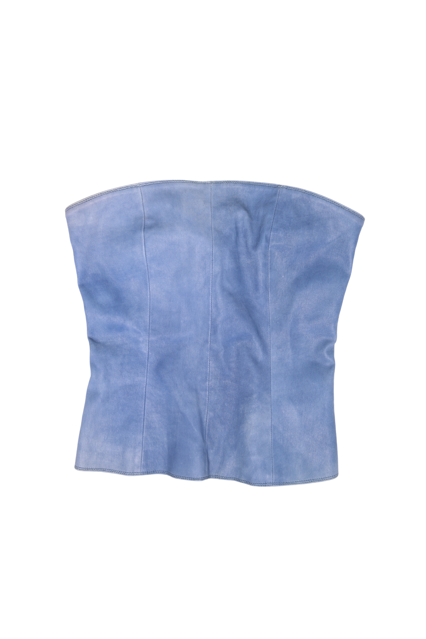 Rare Prada Milano Strapless Blue Leather Top