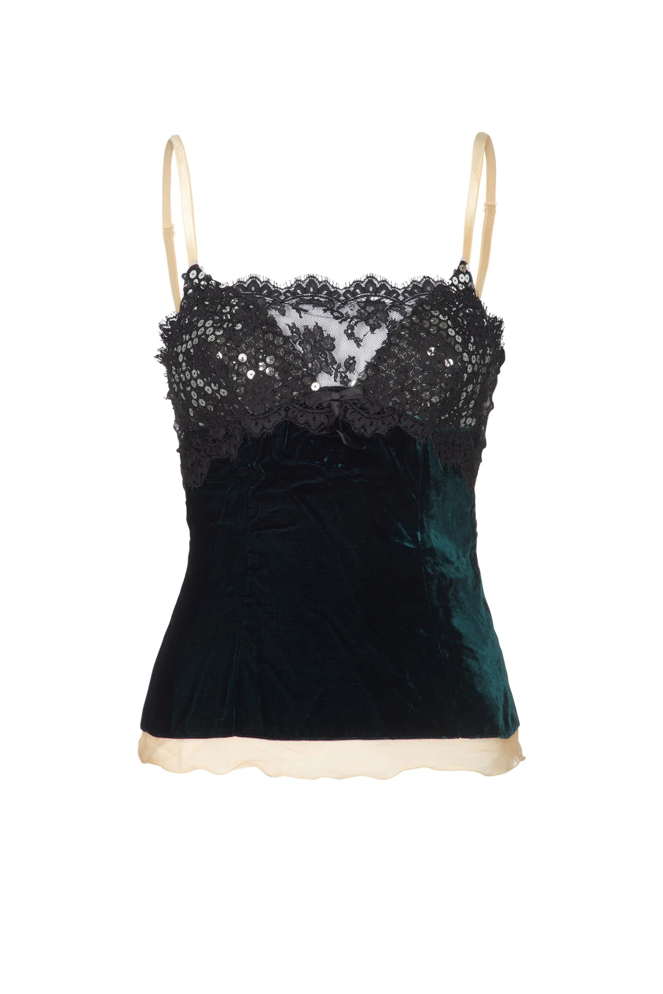 2005 Dolce & Gabbana Velvet & Lace Cami With Sequin Bodice