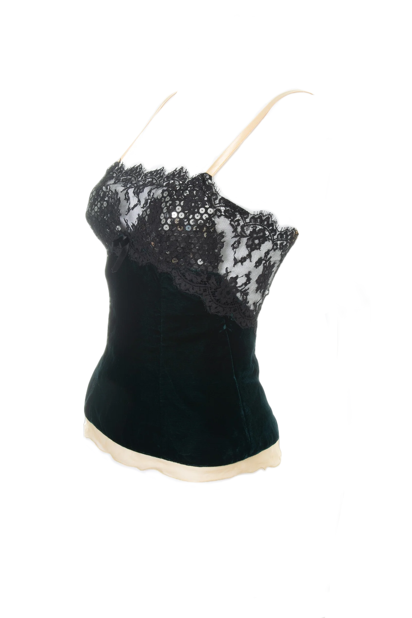 2005 Dolce & Gabbana Velvet & Lace Cami With Sequin Bodice