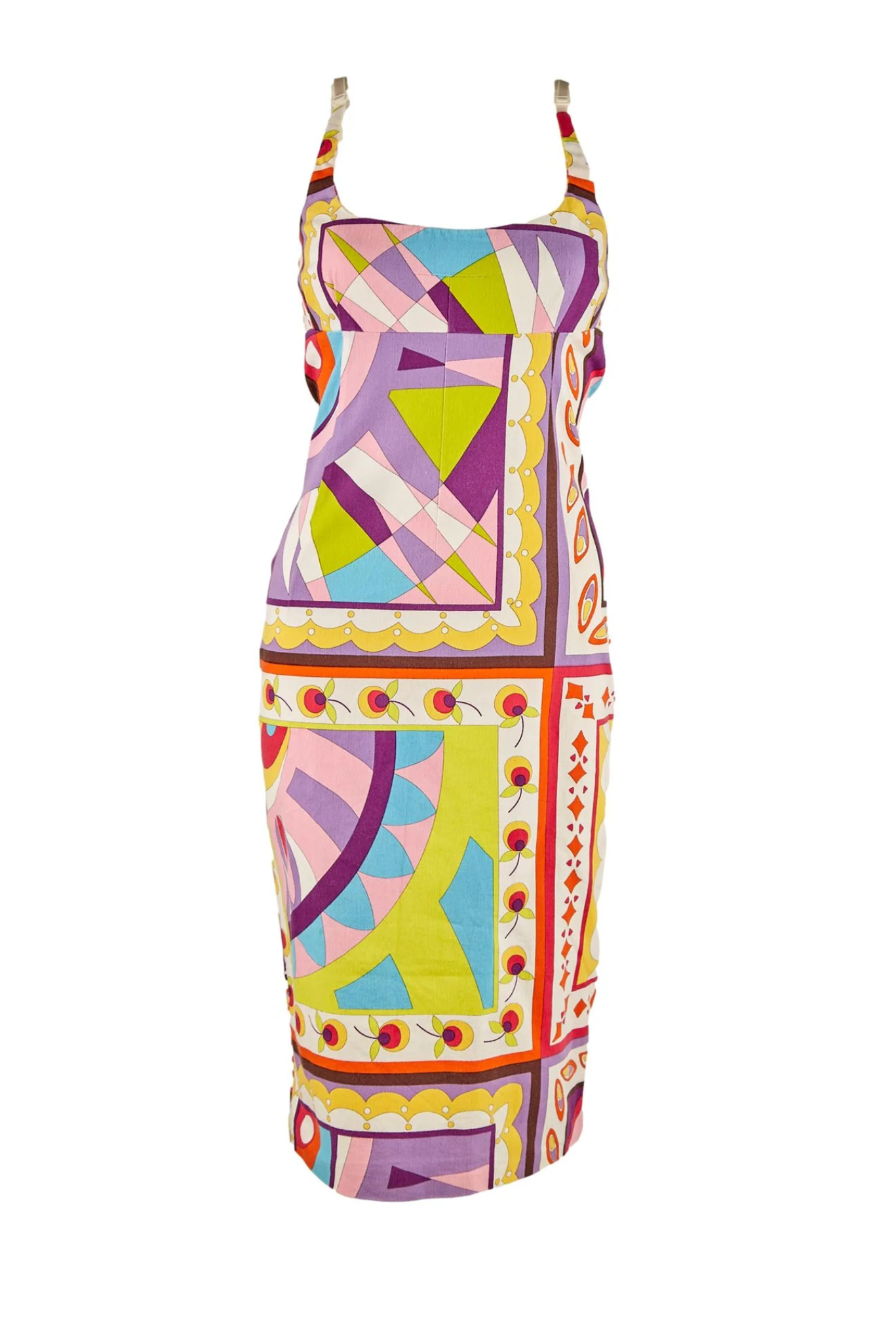 Vintage 90s D&G Multicolor Geometric Print Midi Dress