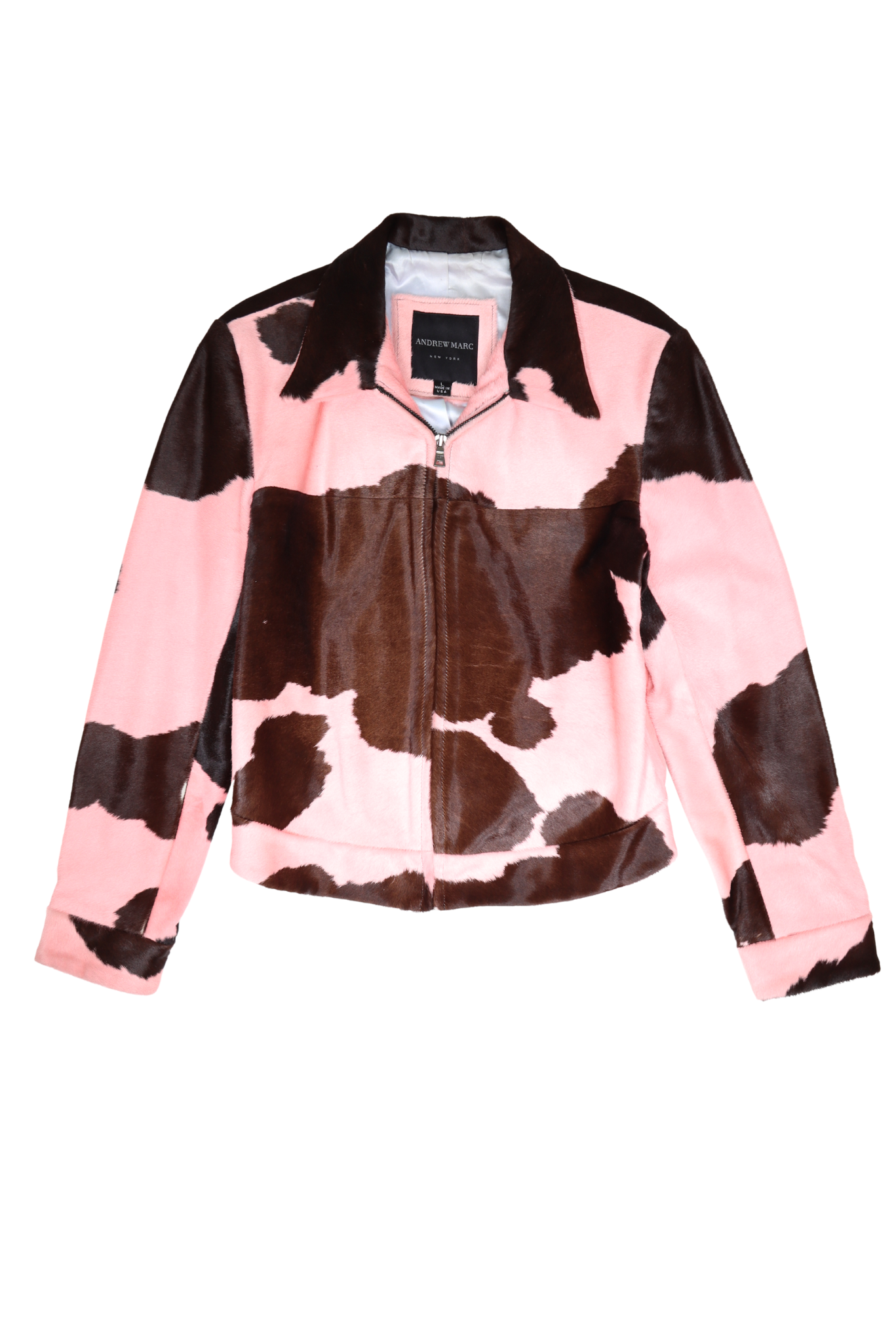 Rare Real Pony Hair Cow Print Jacket in Pink/Chocolate