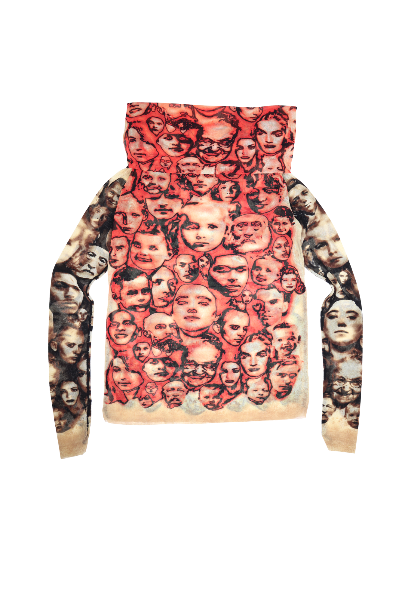 RARE Jean Paul Gaultier 1992 Faces Fold Over Mesh Top