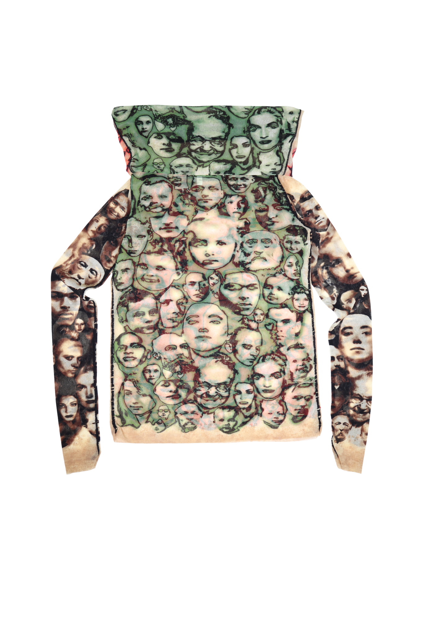 RARE Jean Paul Gaultier 1992 Faces Fold Over Mesh Top