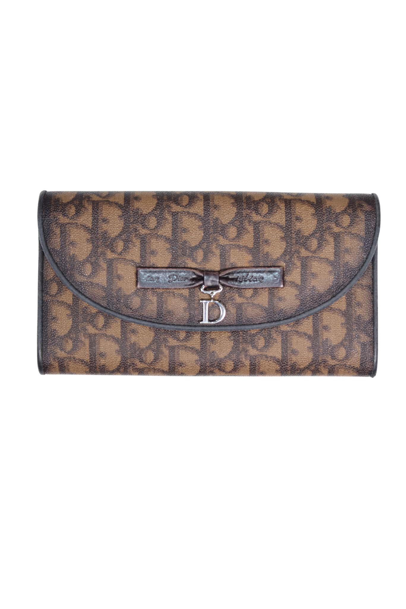 Vintage Dior Diorissimo Coated Canvas Vintage Bow Continental Wallet