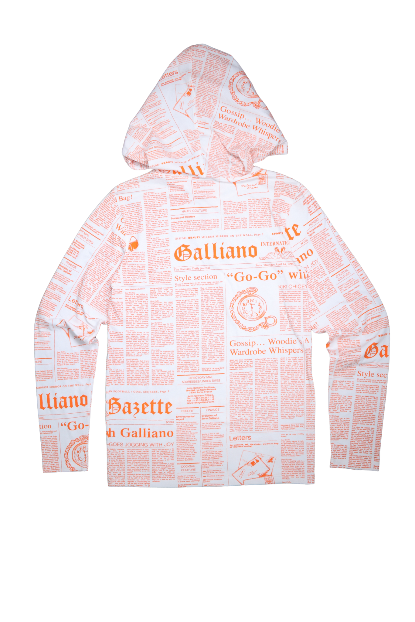 Deadstock John Galliano FW2000 Gazette Newspaper Hoodie