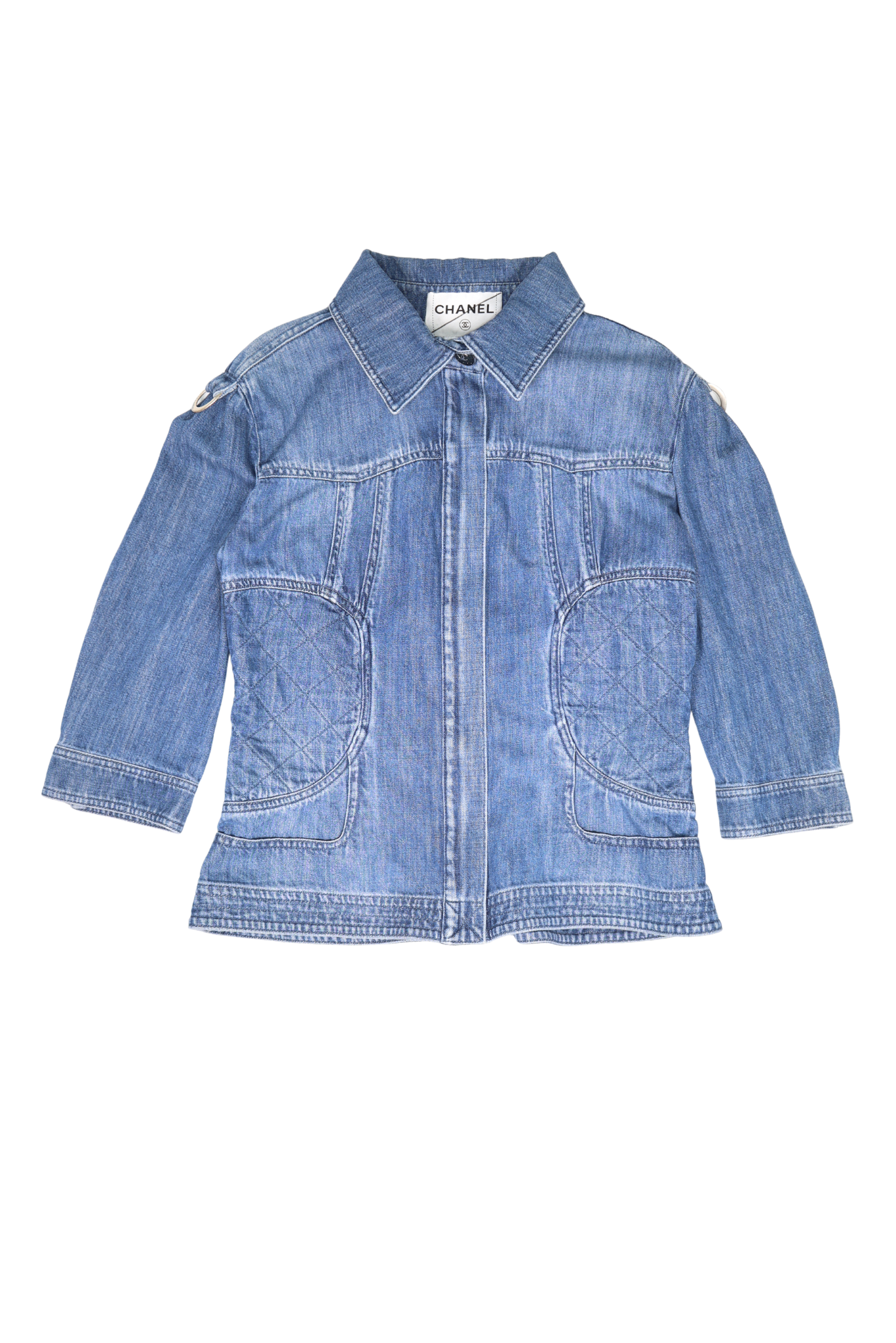Vintage Chanel 2008 Denim Paneled 3/4 Sleeve Jacket