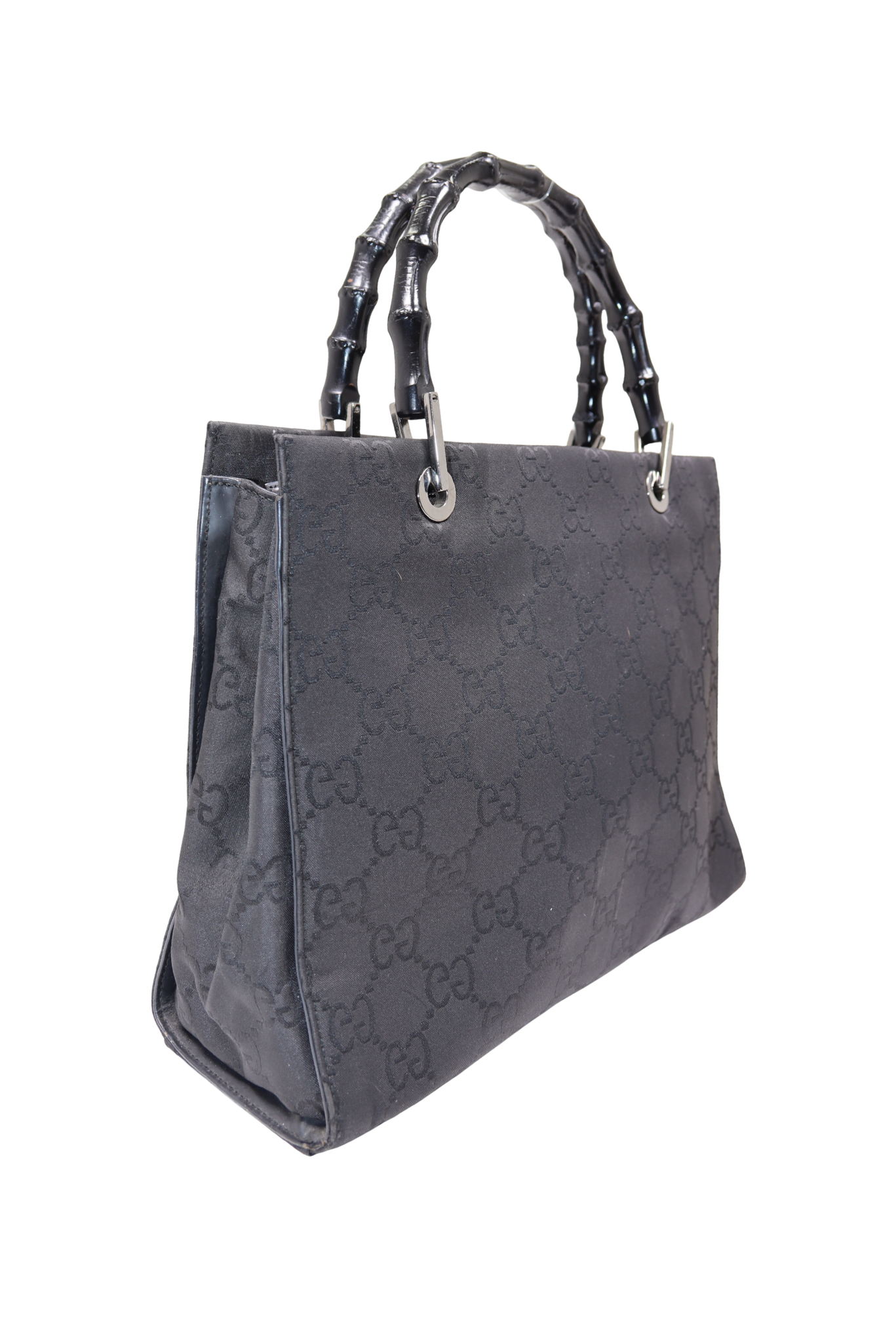 Vintage GUCCI Tom Ford Bamboo Handle Monogram Canvas Bag