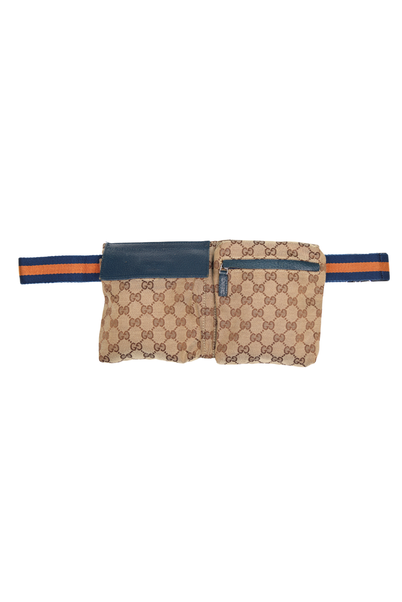 GUCCI Monogram Double Pocket Canvas Belt Waist Bag
