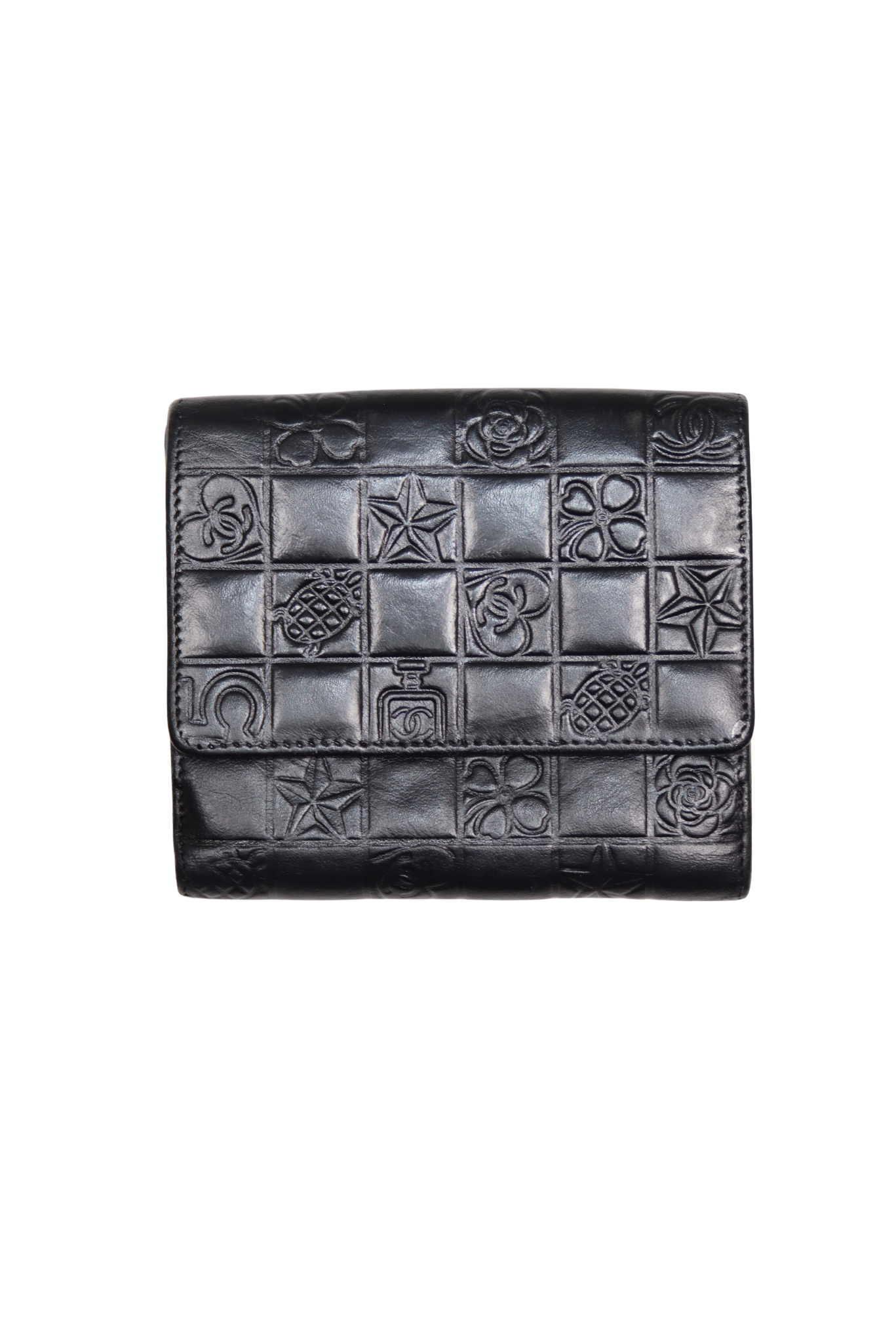 CHANEL Lucky Charms Black Bi-FOLD Lambskin Leather Wallet