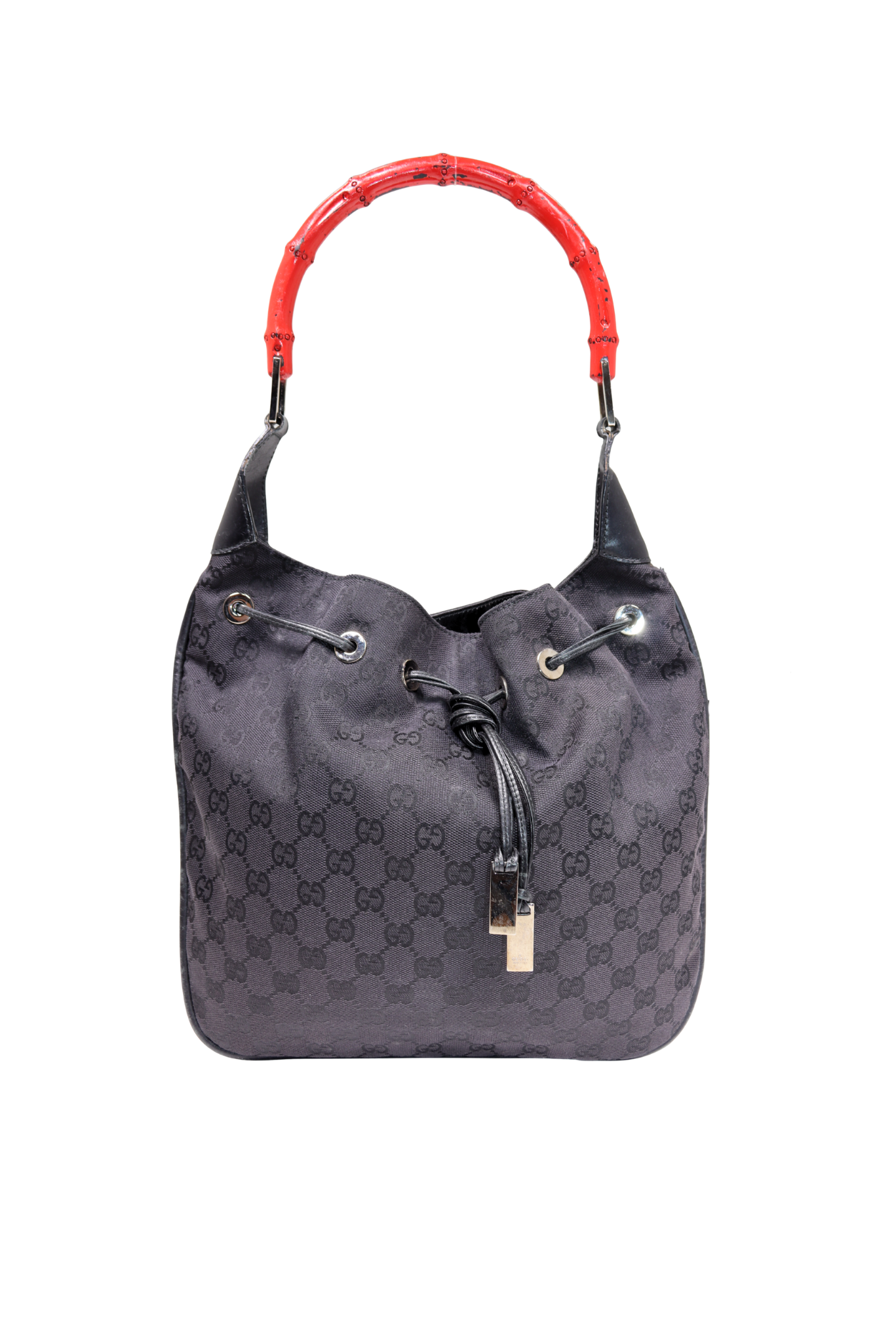 90s Gucci Tom Ford Red Bamboo Top Handle Bag