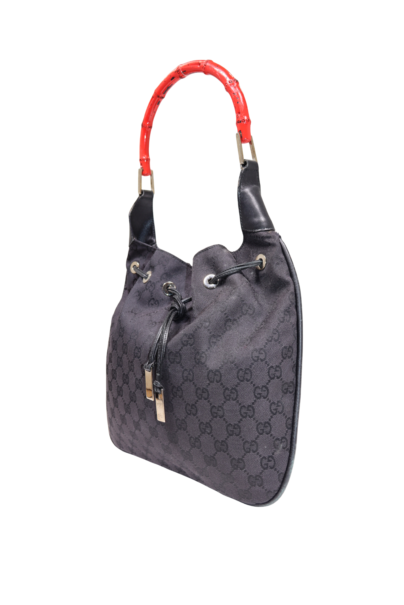 90s Gucci Tom Ford Red Bamboo Top Handle Bag