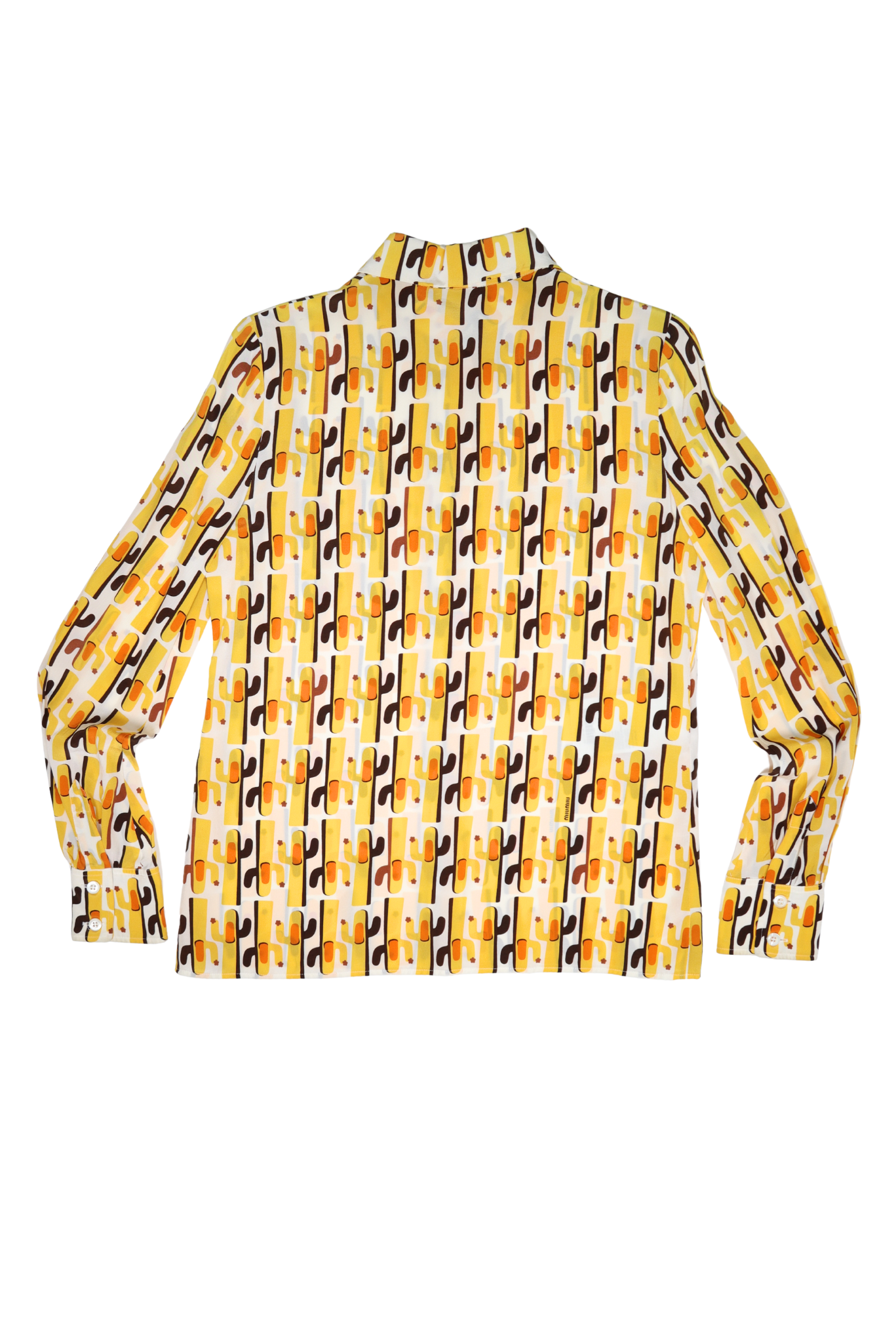 Miu Miu Cactus Print Silk Button Up Shirt