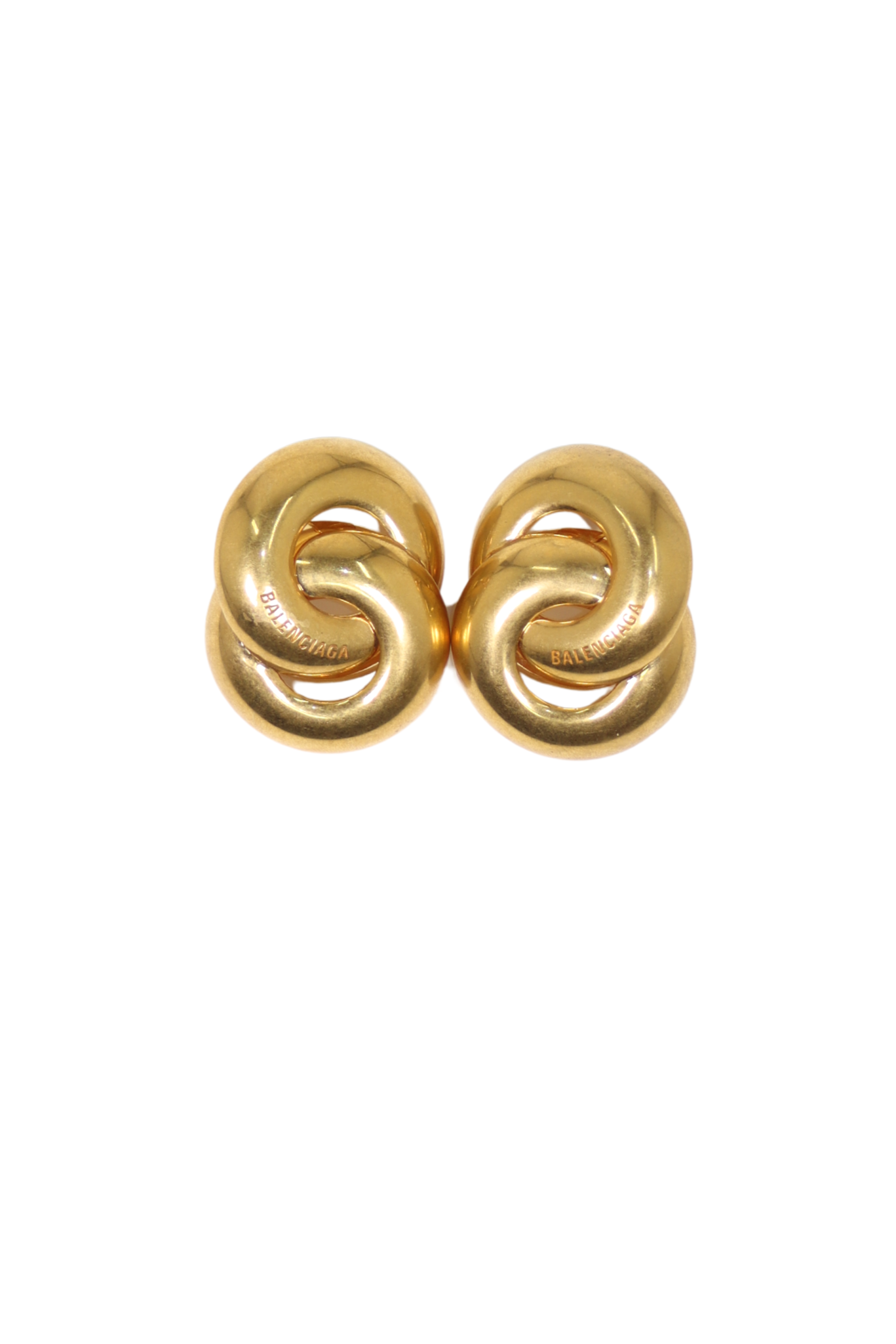 Balenciaga SS 2021 Chunky Gold Toned Twin Earrings