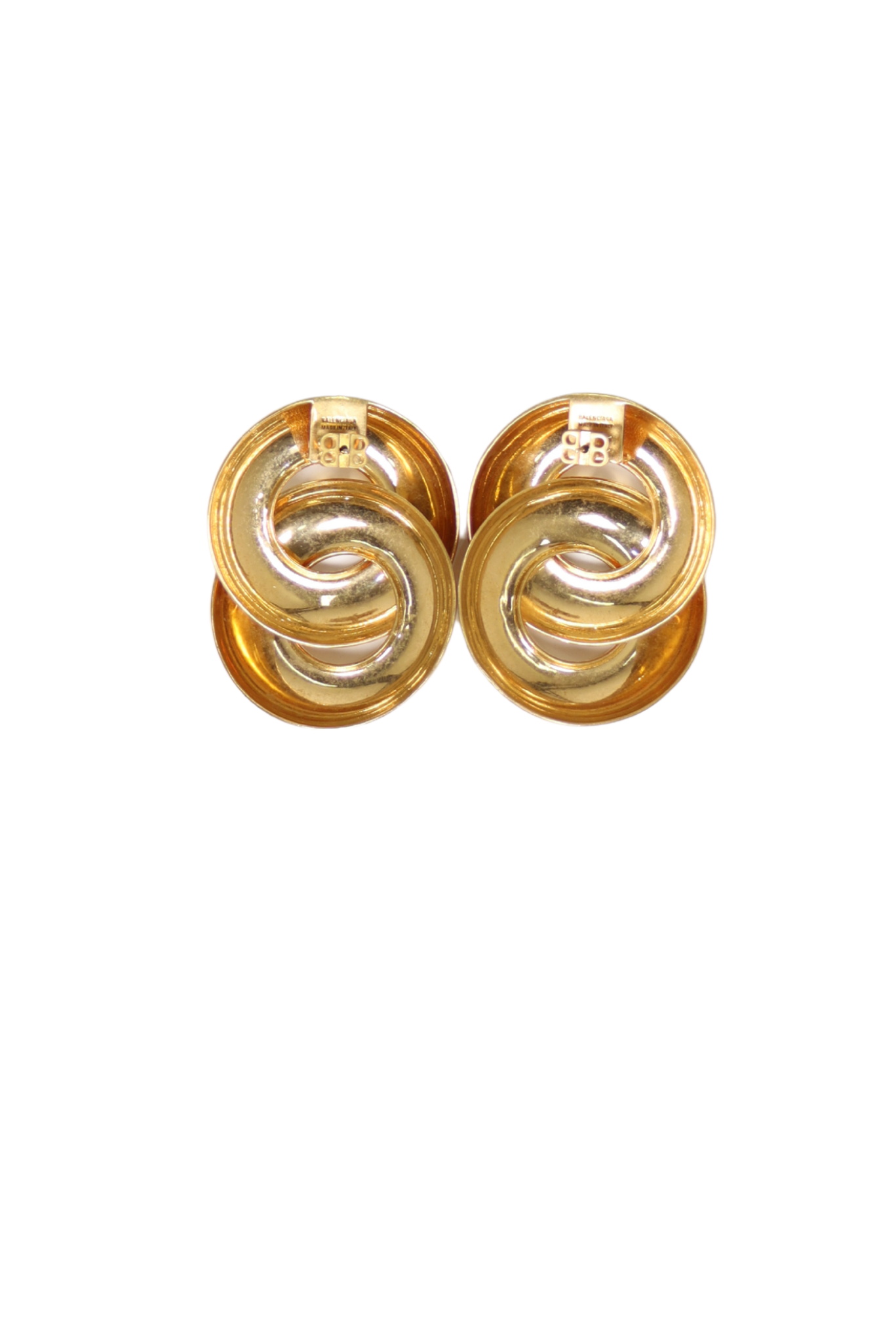 Balenciaga SS 2021 Chunky Gold Toned Twin Earrings