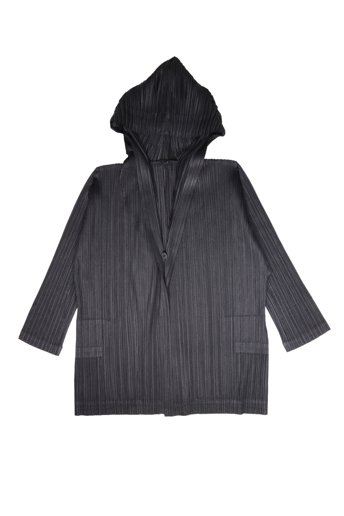 Issey Miyake Pleats Please Hooded Black Shirt