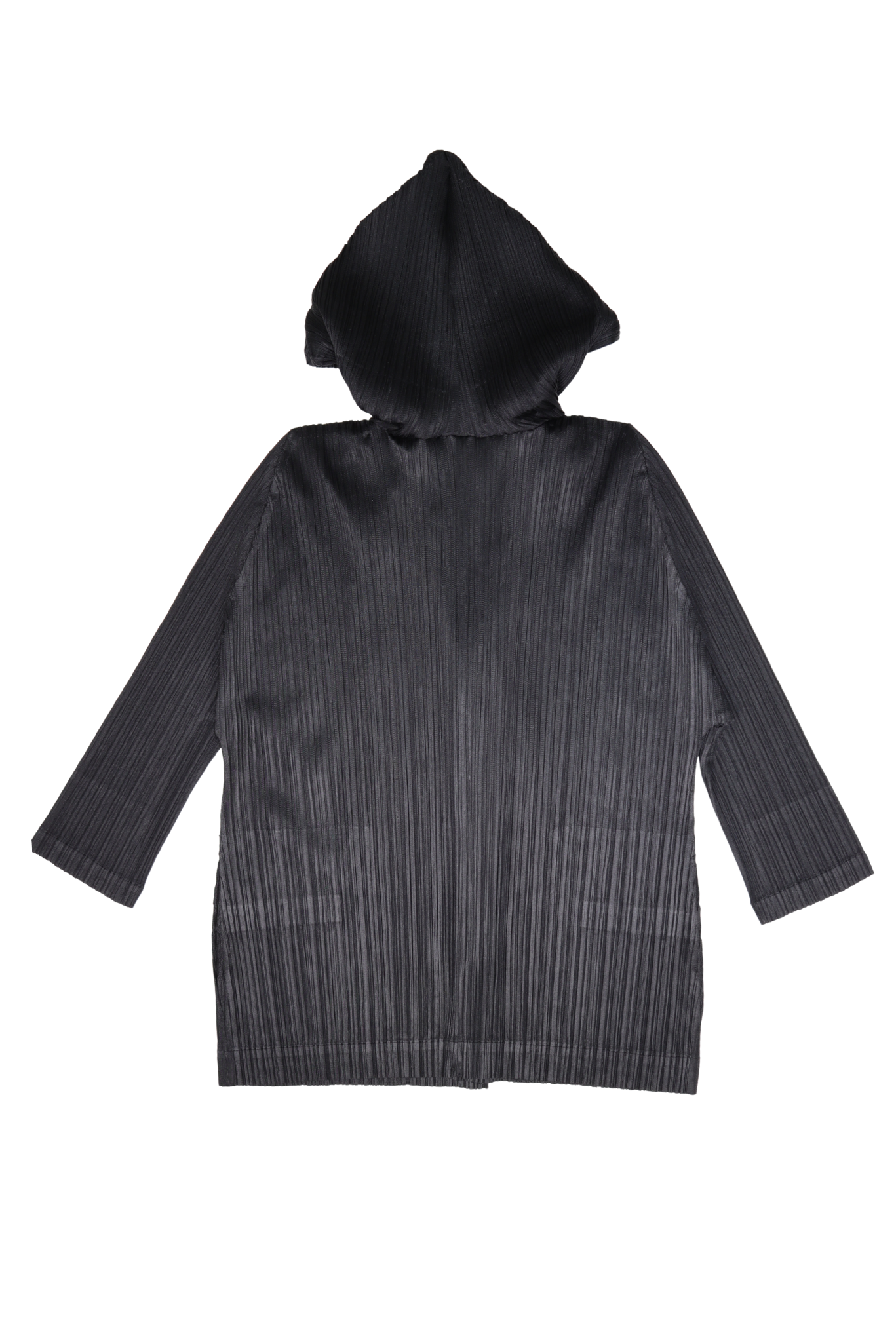 Issey Miyake Pleats Please Hooded Black Shirt