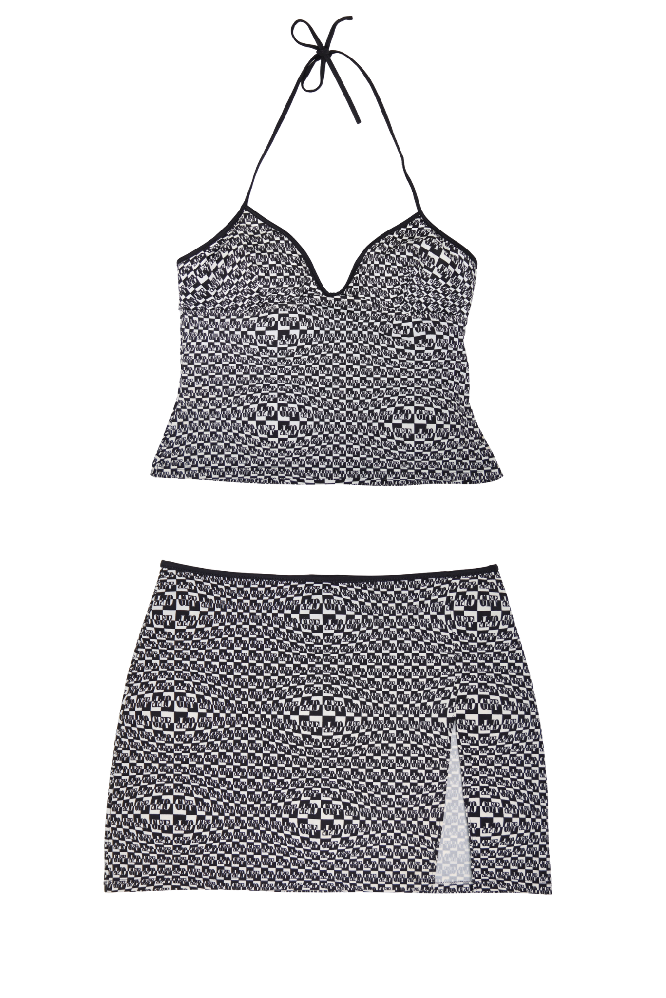 RARE Gianfranco Ferre Optic Logo Print Halter & Skirt Set