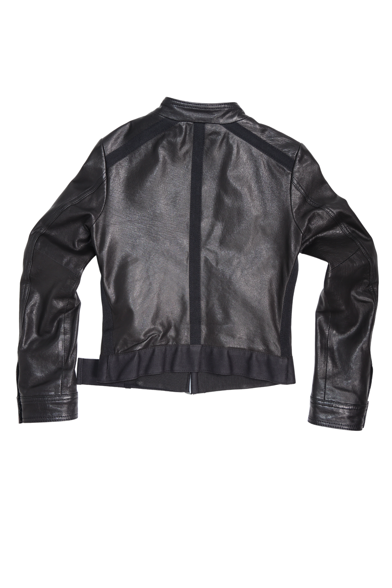 Vintage D&G Cropped Leather Biker Jacket with Adjustable Belt