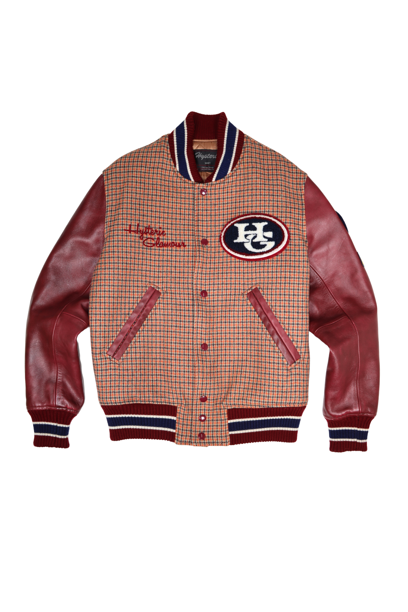 Vintage Hysteric Glamour Plaid Wool Leather Varsity Jacket