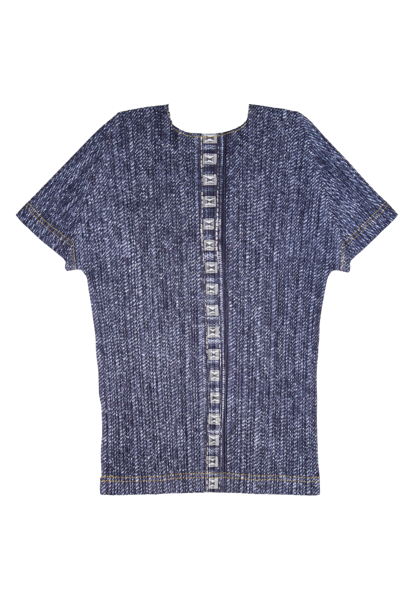RARE Issey Miyake Pleats Please Denim Studded Pleated Shirt