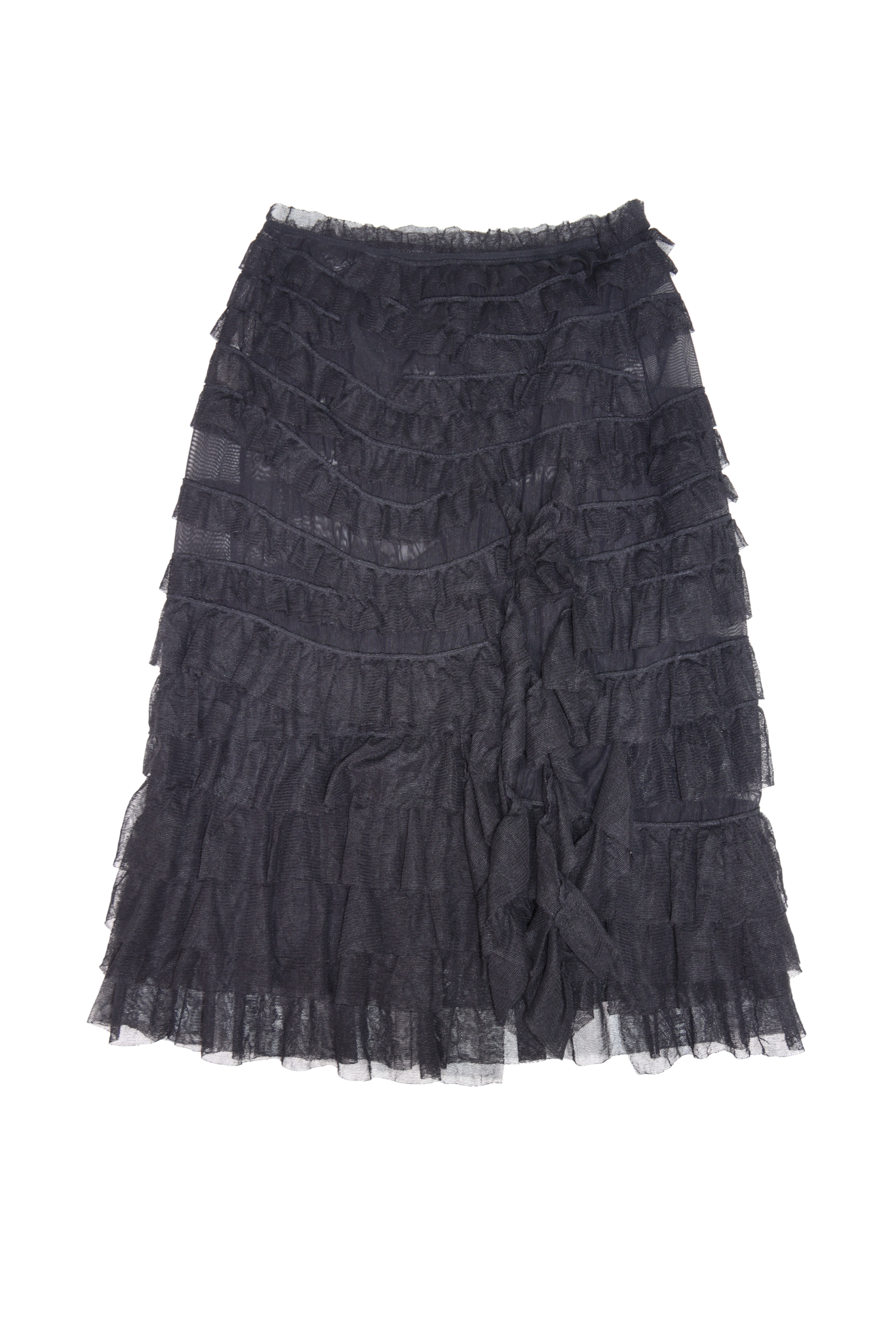 Vintage Jean Paul Gaultier Ruffle Black Midi Skirt