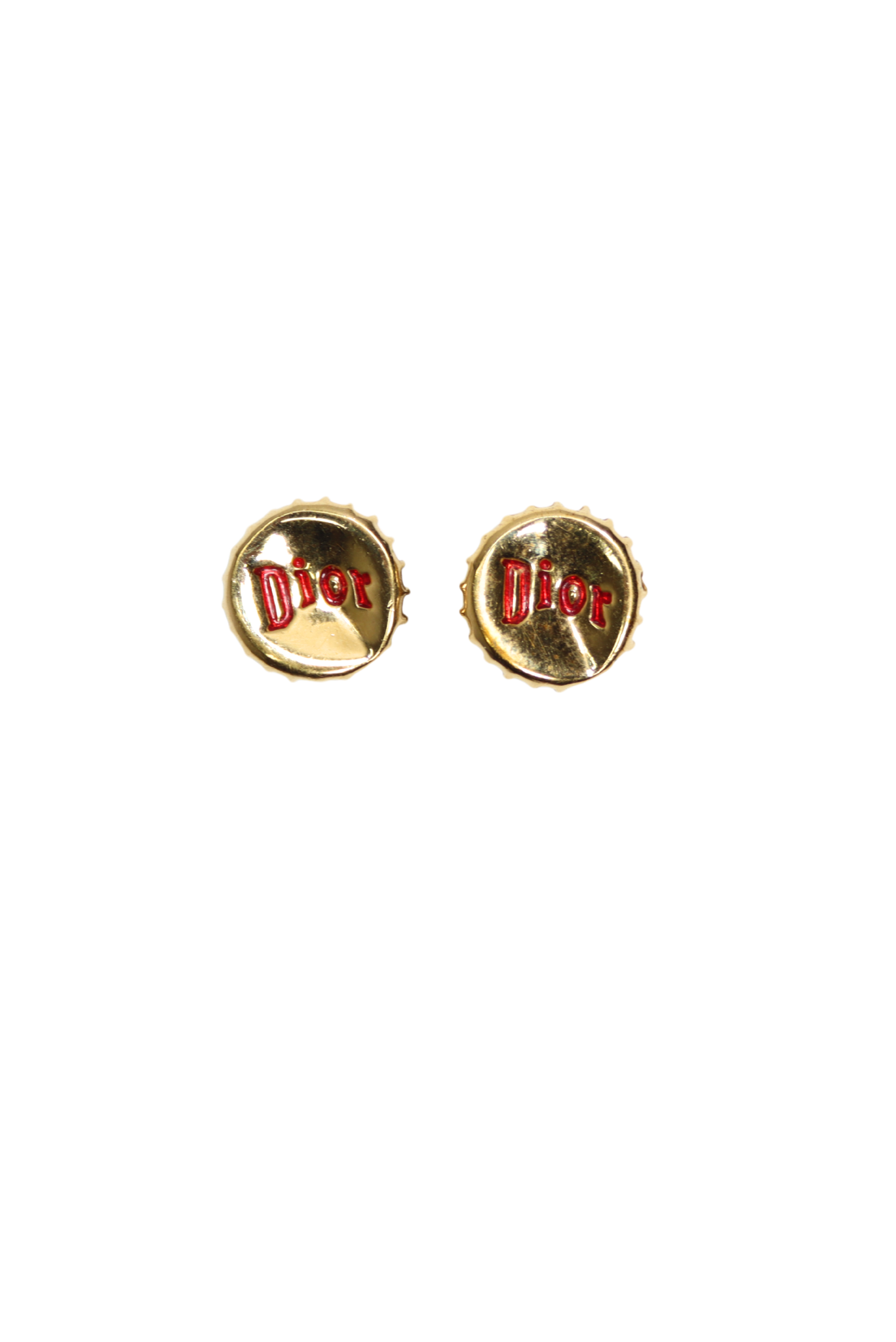 Vintage Christian Dior Bottle Cap Gold Earrings