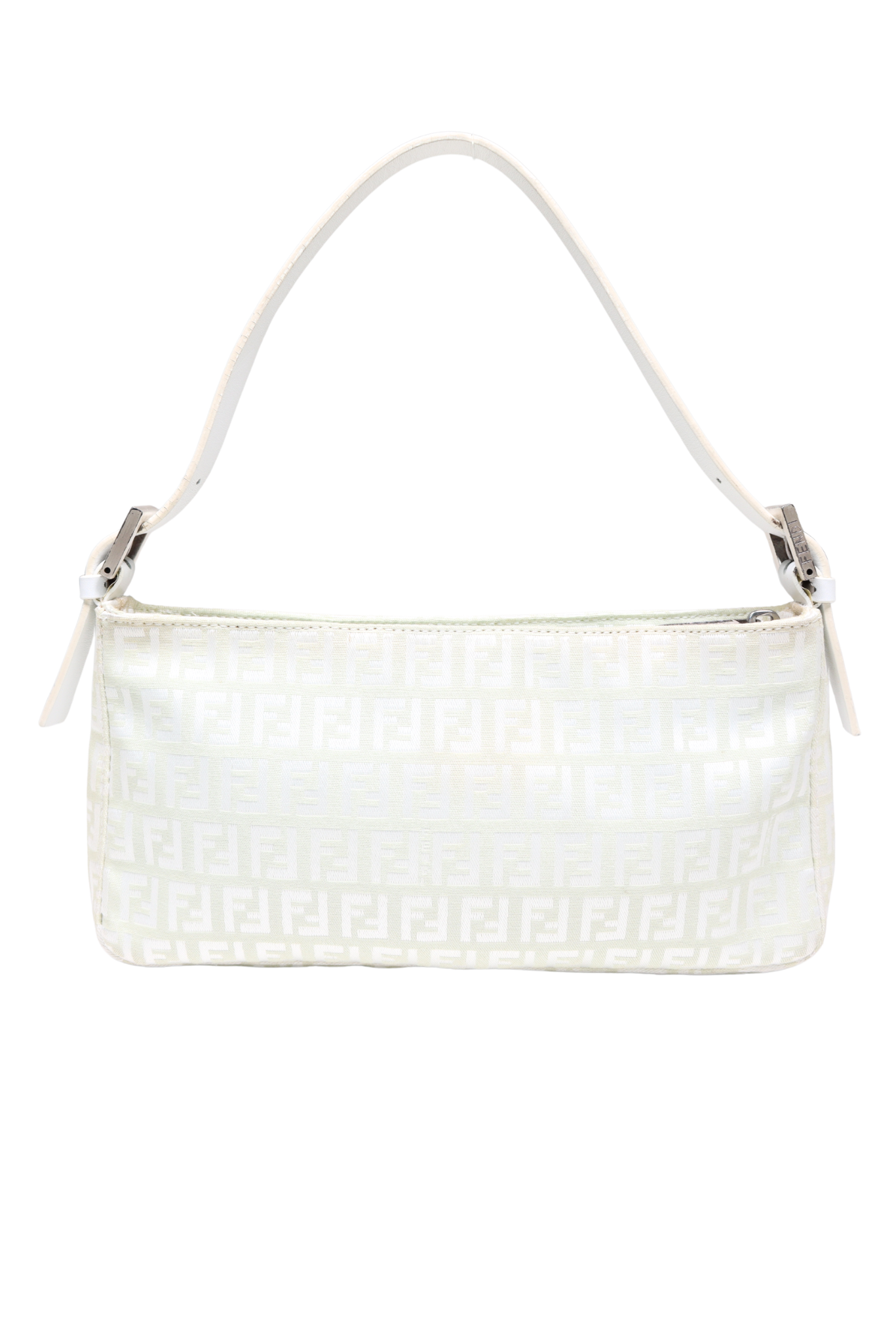 2000s Fendi White Monogram Canvas Pochette Shoulder Bag