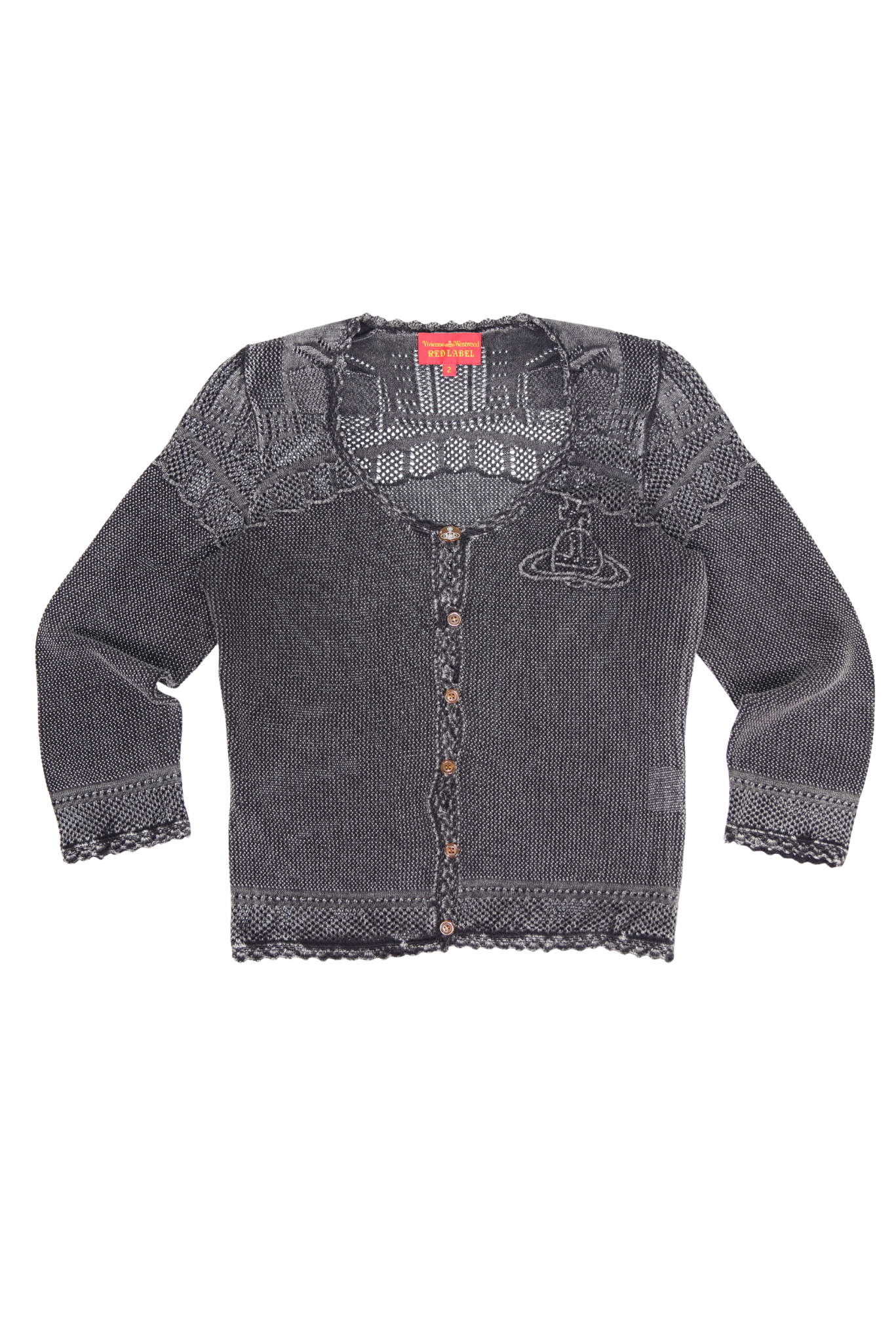 Vivienne Westwood Overdyed Knit Cardigan with Embroidered Orb