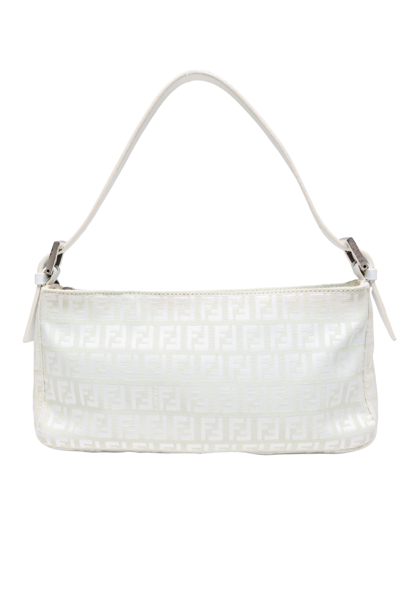 2000s Fendi White Monogram Canvas Pochette Shoulder Bag
