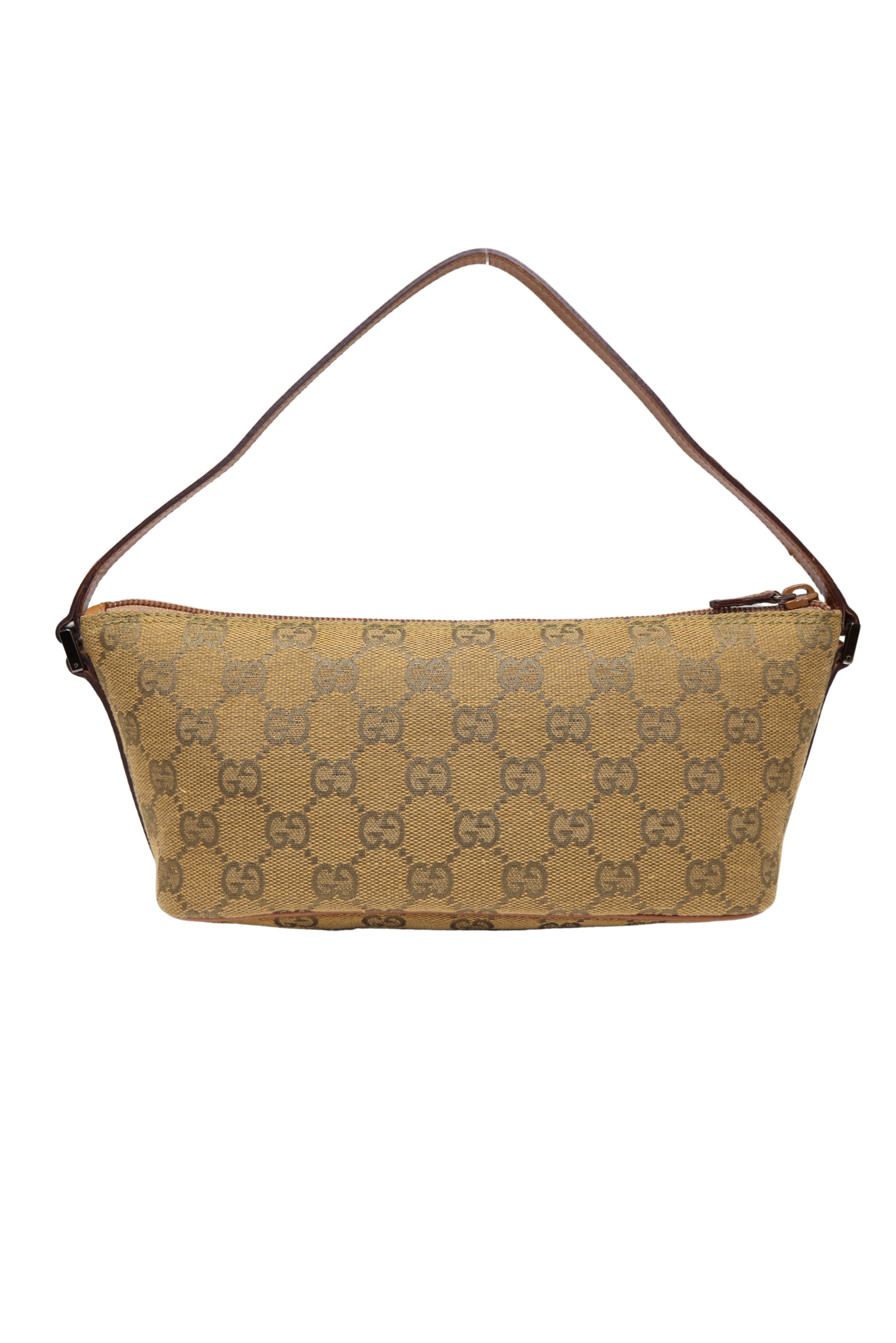 90s Gucci Honey Monogram Canvas Boat Pochette Handbag