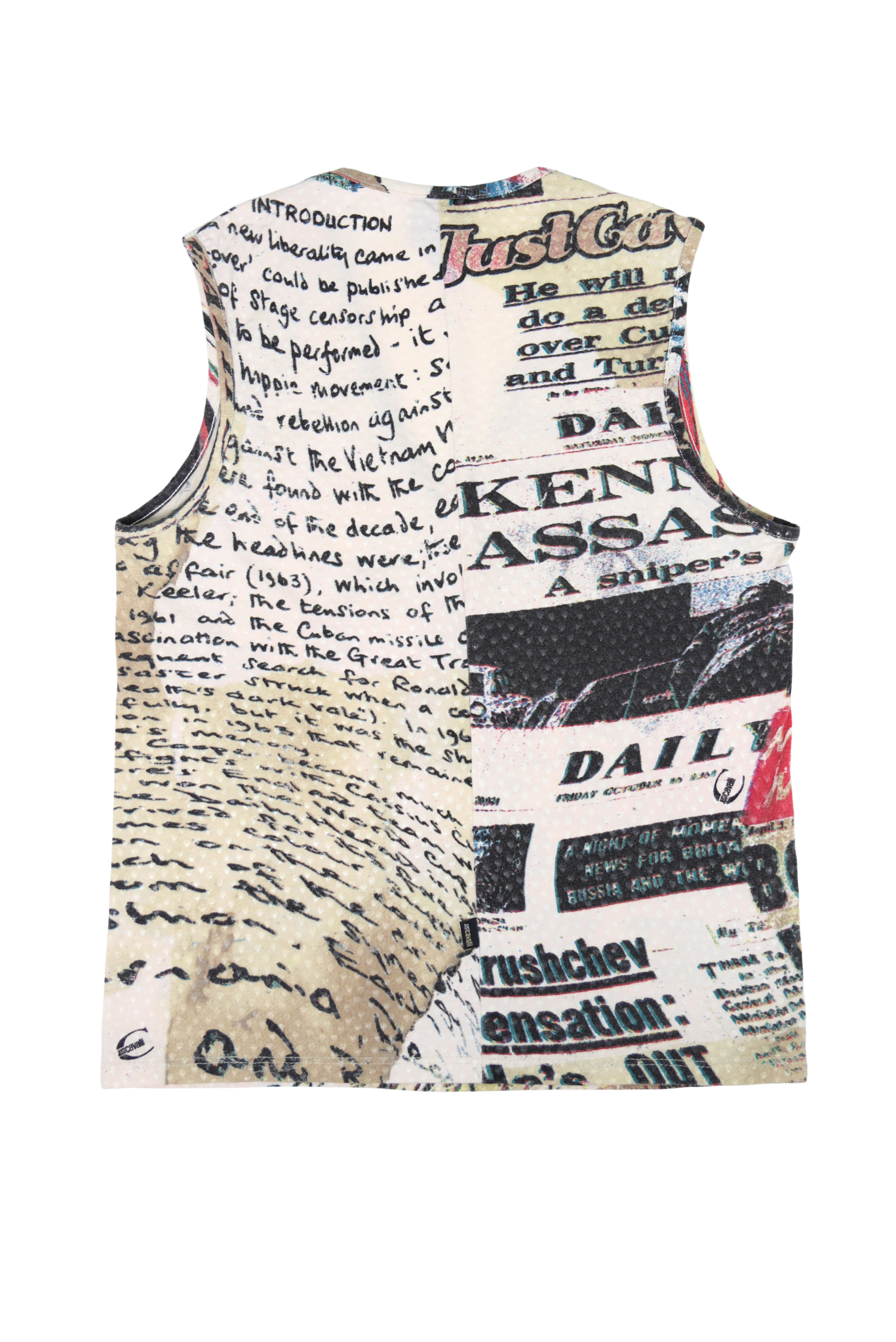 Vintage Roberto Cavalli Newspaper Gazette Print Tank