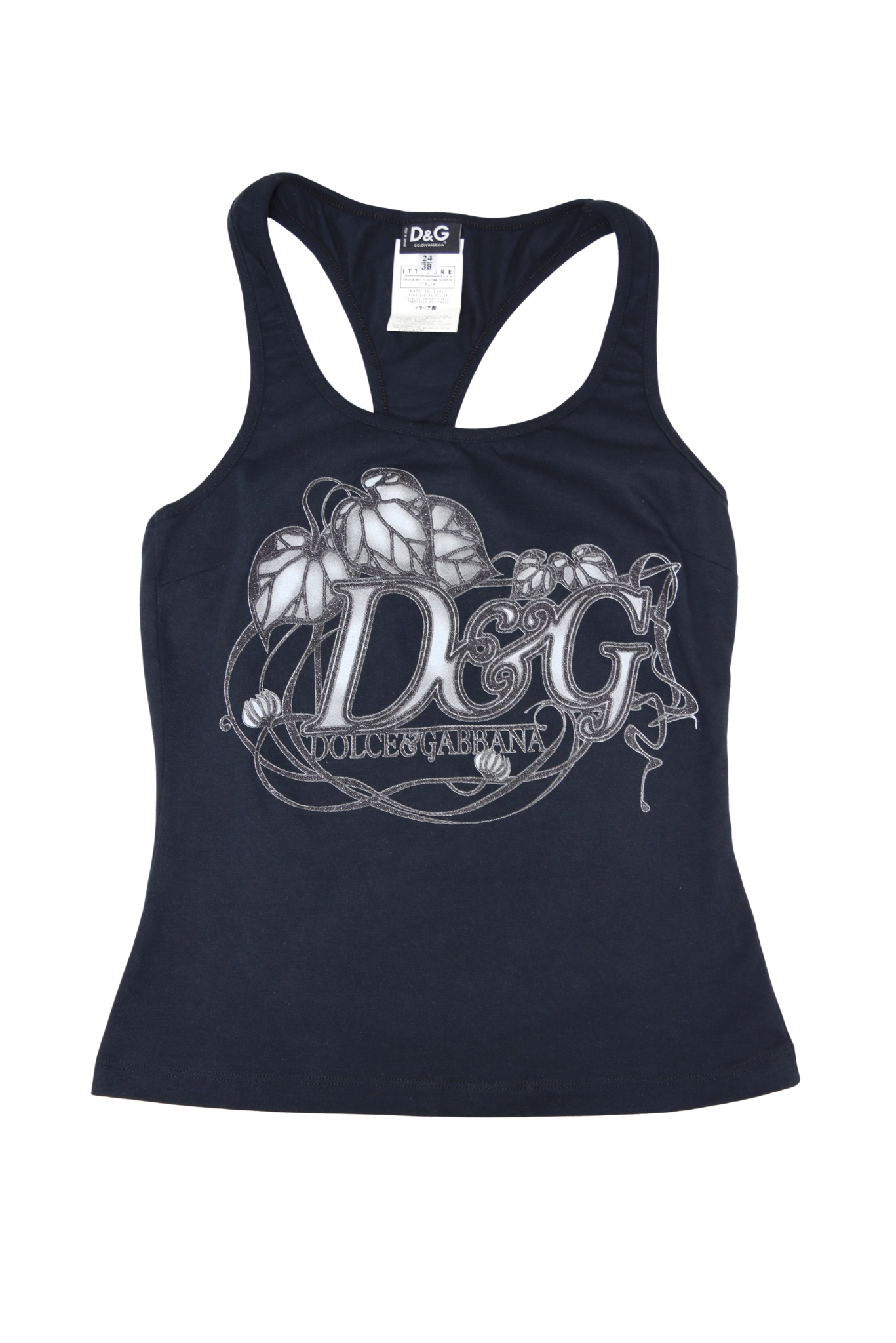 Vintage Dolce & Gabbana Silver Logo Tank Top
