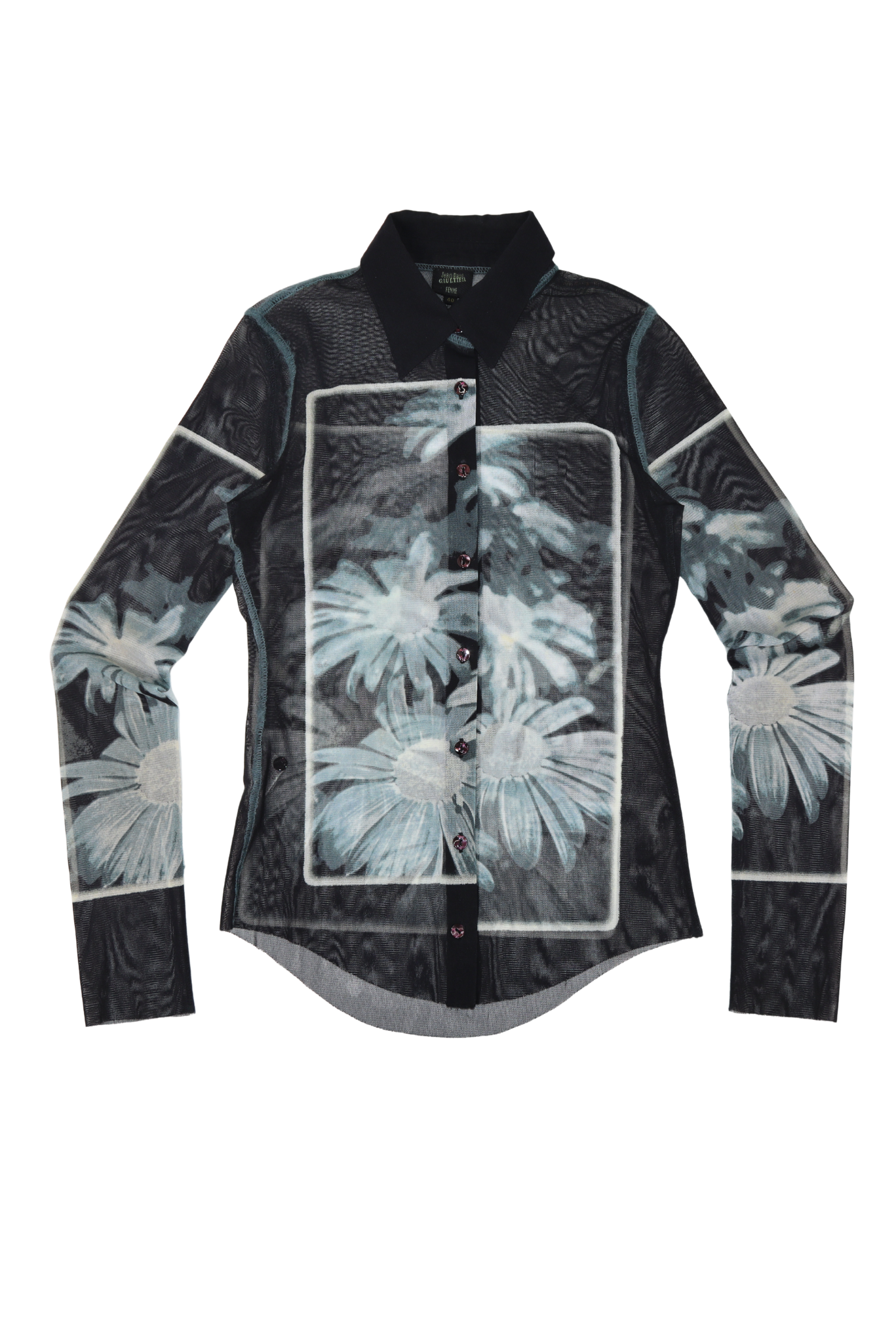 Vintage 1990s Jean Paul Gaultier X-Ray Floral Mesh Shirt